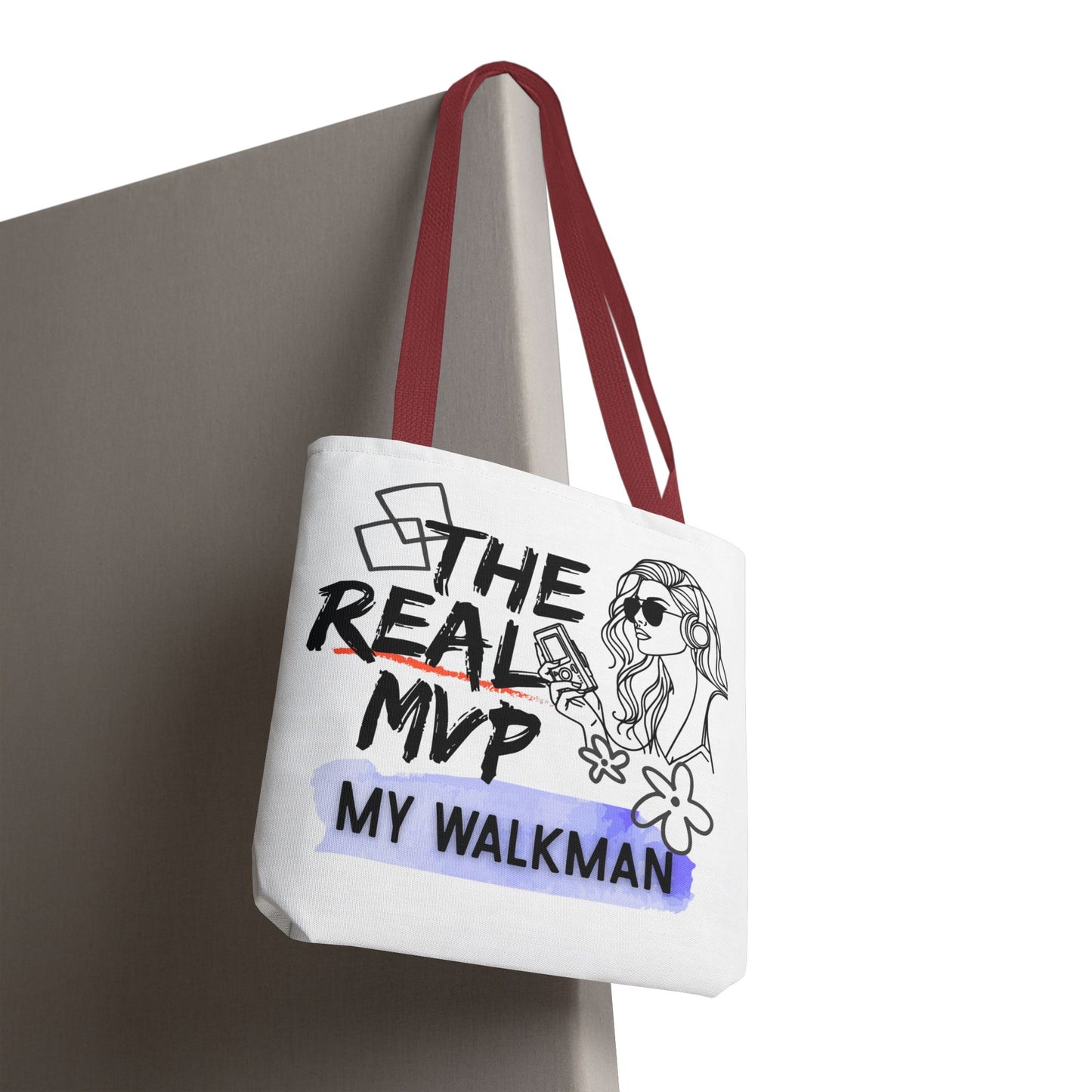 The Real MVP: My Walkman – Cassette Era Tote Bag - AOP, Fun and Stylish, Perfect for Music Lovers, Gift for Friends, Everyday Use, Beach Bag, Eco-Friendly - Mixtape Hearts