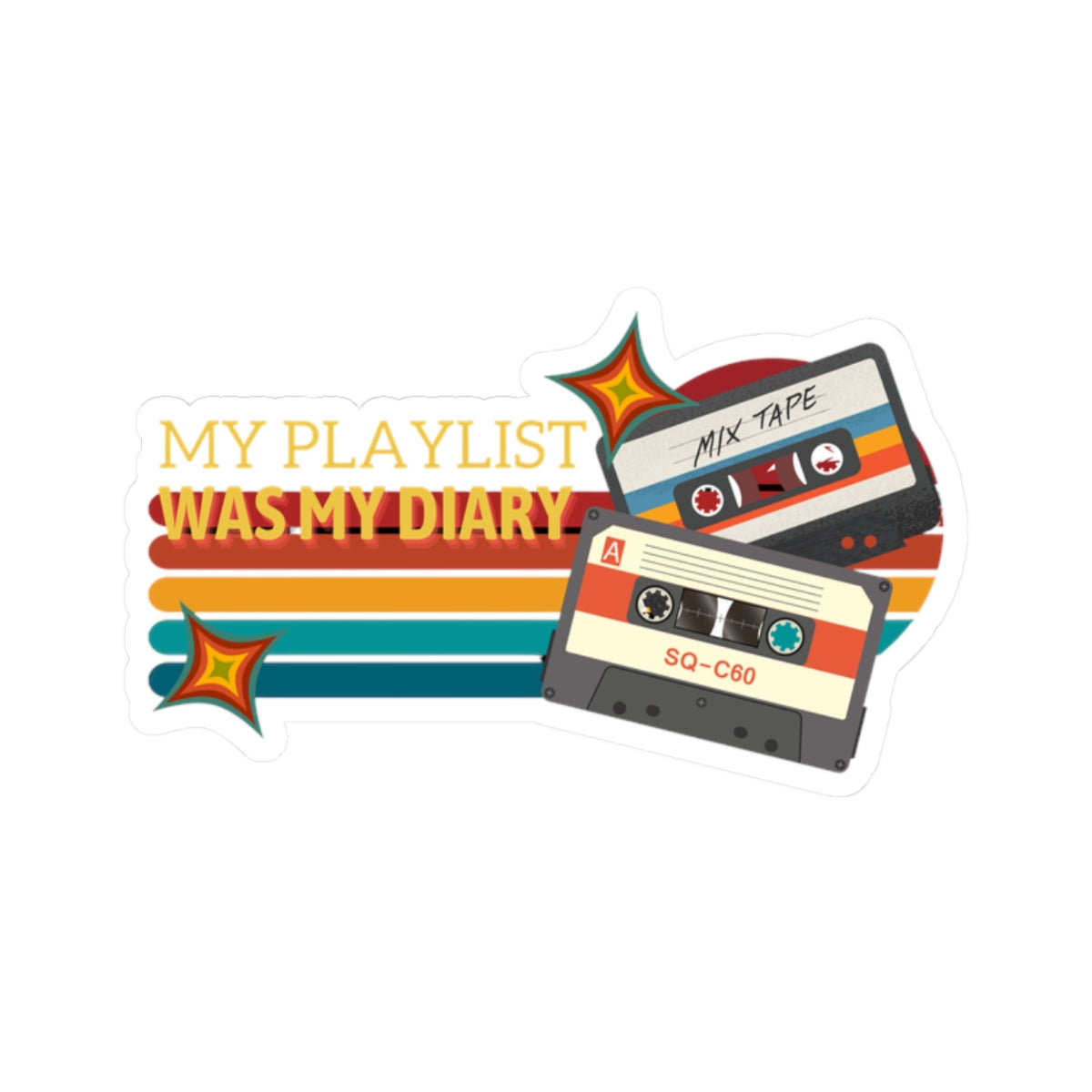 My Playlist Was My Diary – Emo Pop Nostalgia Sticker– Retro 90s Music Sticker, Retro Music Stickers, Laptop Decor, Gift for Music Lovers, Trendy Stickers, Fun Gift Ideas - Mixtape Hearts
