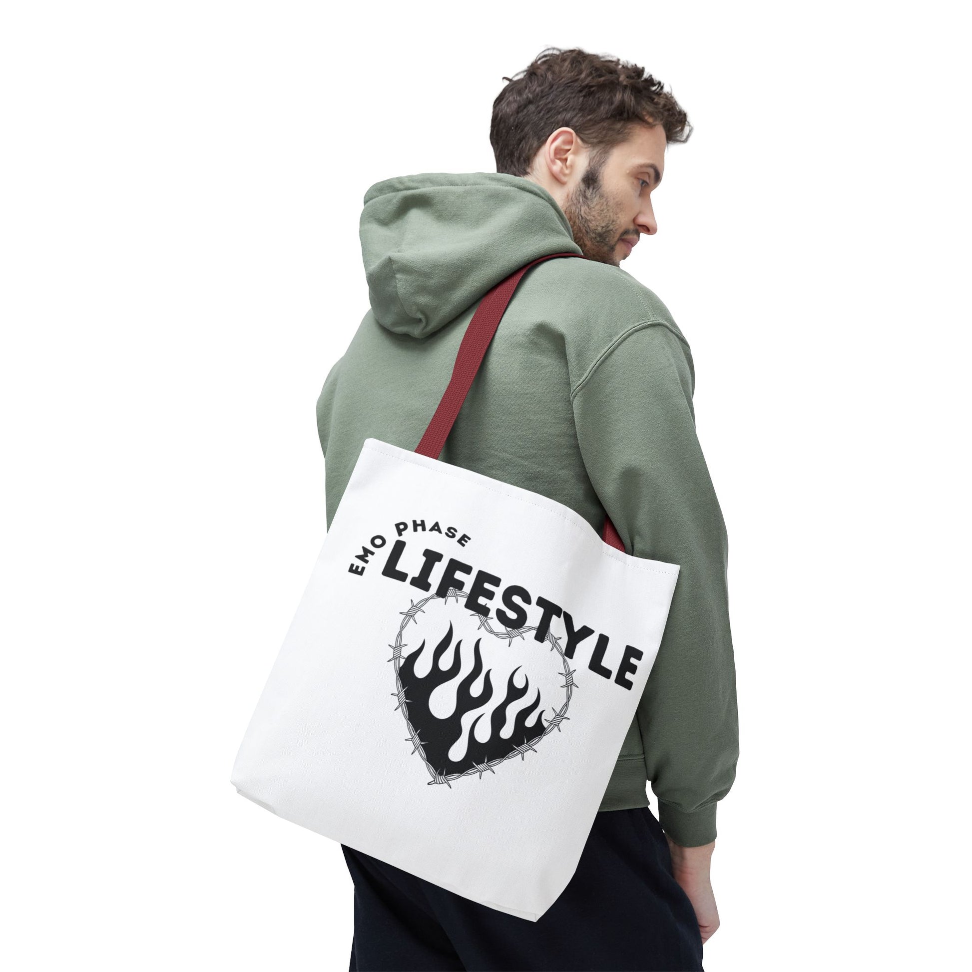 Emo Phase Lifestyle – Emotional Era Tote Bag - AOP, Fun and Stylish, Perfect for Music Lovers, Gift for Friends, Everyday Use, Beach Bag, Eco-Friendly - Mixtape Hearts