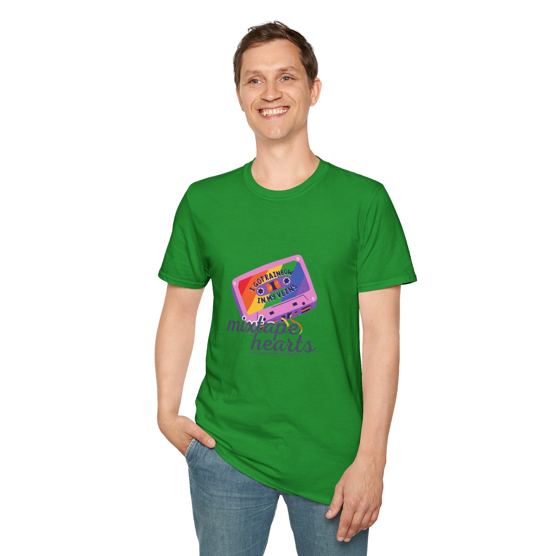 Raised on Boybands & Burnt CDs – Unisex T-Shirt– 90s Nostalgia Unisex Tee| Gift for Walkman Fans, Vintage Style Tee, Casual Wear, Concert Outfit, Unisex Apparel - Mixtape Hearts