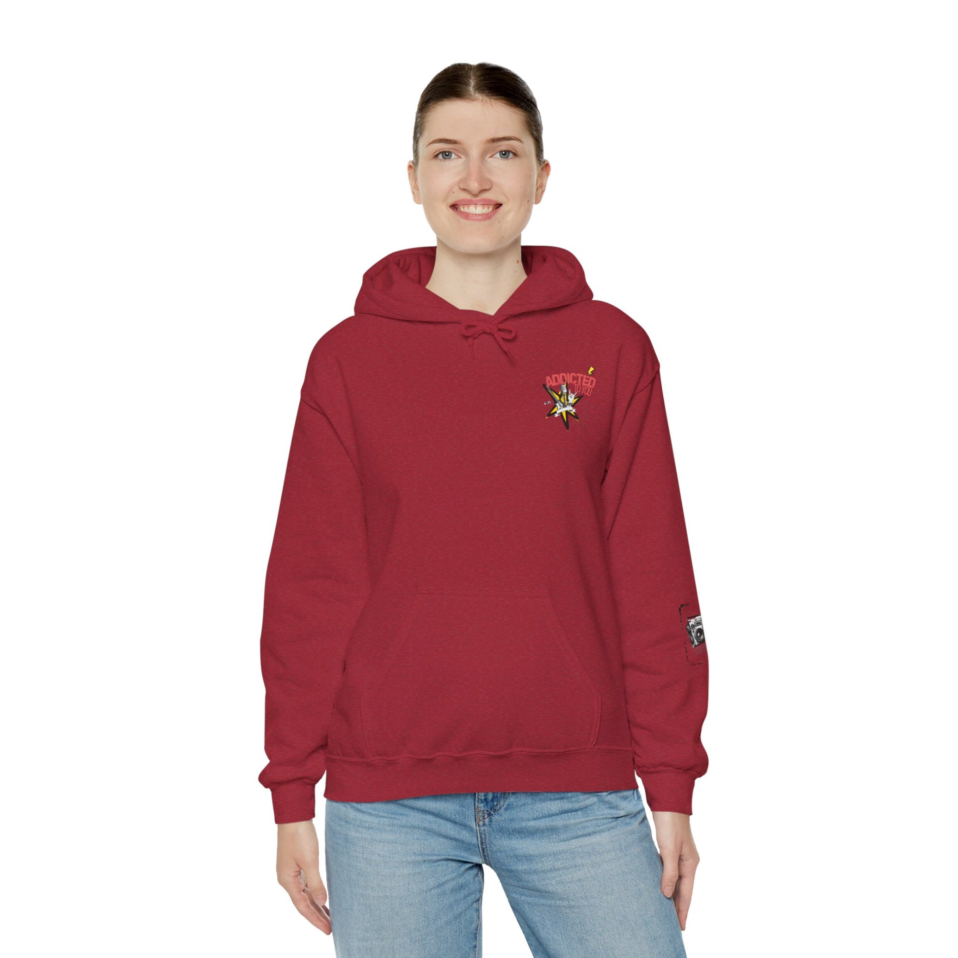 "Addicted to You" – Hoodie for the Lovesick & Lyrical - Addicted to You, Cute Gift for Her, Stylish Streetwear, Cozy Layering Piece, Unique Graphic Hoodie - Mixtape Hearts