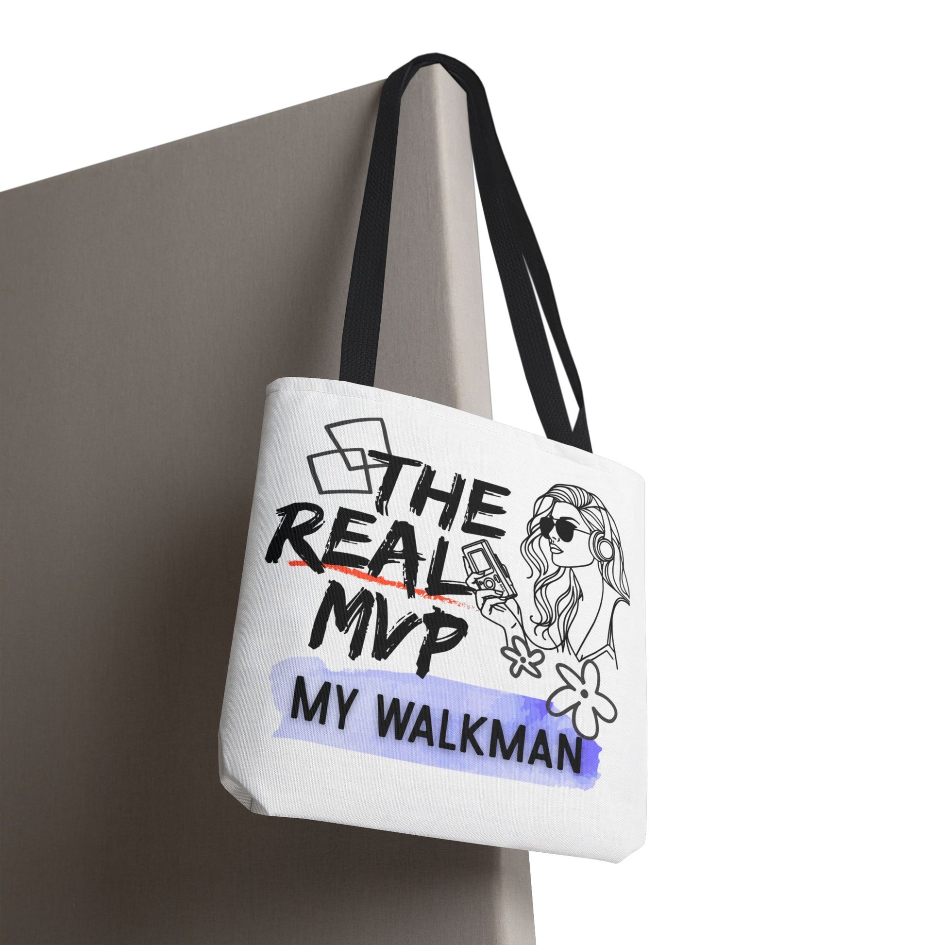 The Real MVP: My Walkman – Cassette Era Tote Bag - AOP, Fun and Stylish, Perfect for Music Lovers, Gift for Friends, Everyday Use, Beach Bag, Eco-Friendly - Mixtape Hearts