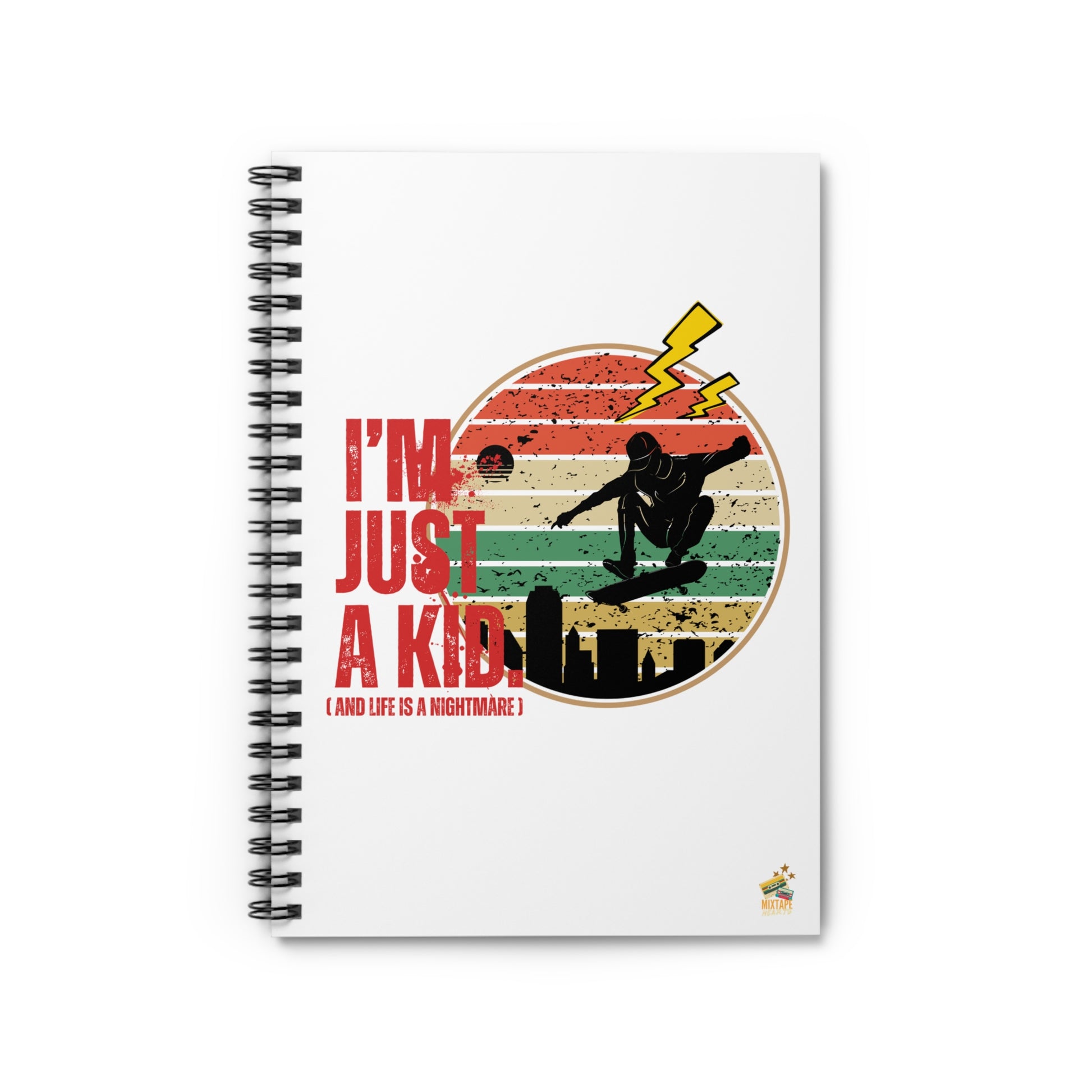 “I’m Just a Kid” and This Is My Spiral of Thoughts - Fun Writing Journal, Sketchbook for Teens, Gift for Kids, School, Back to School, Birthday - Mixtape Hearts