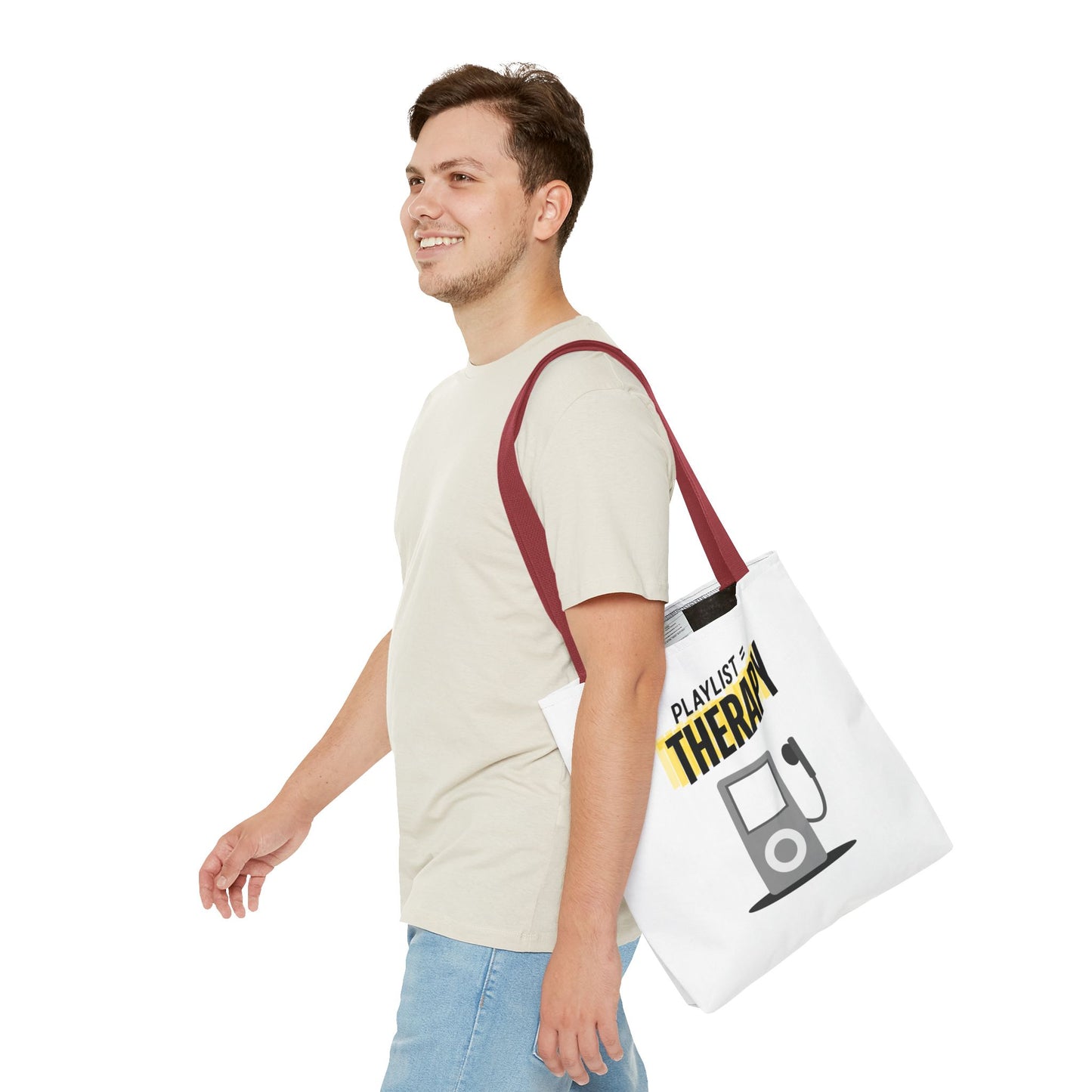 Playlist = Therapy Tote Bag – Nostalgic Music Tote, Cute Tote, Gift for Fangirls, Fan Merchandise, Artsy Bag, AOP Design - Mixtape Hearts