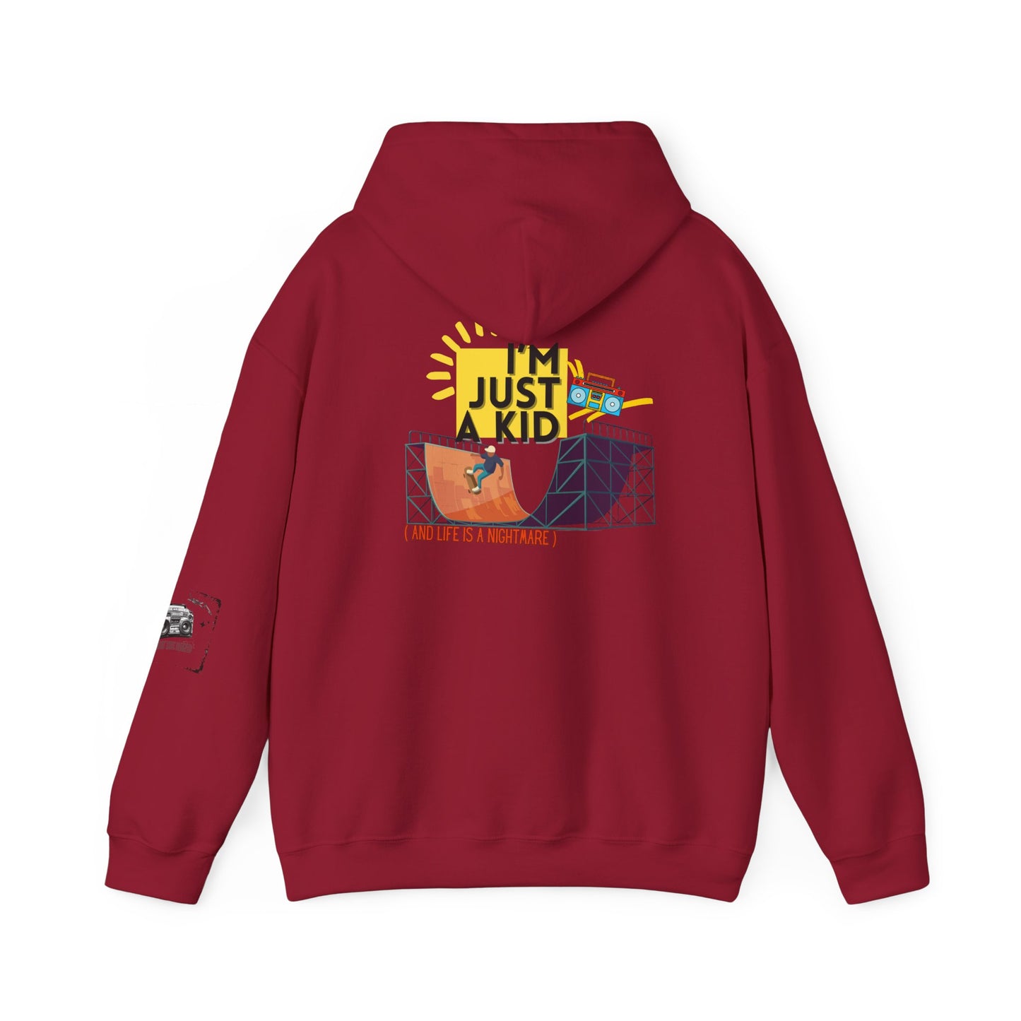 "I’m Just a Kid" Oversized Pop Punk Hoodie - Unisex Heavy Blend™ | Fun Graphic Sweatshirt, Youth Streetwear, Gifts for Boys & Girls, Birthday, Everyday Wear - Mixtape Hearts