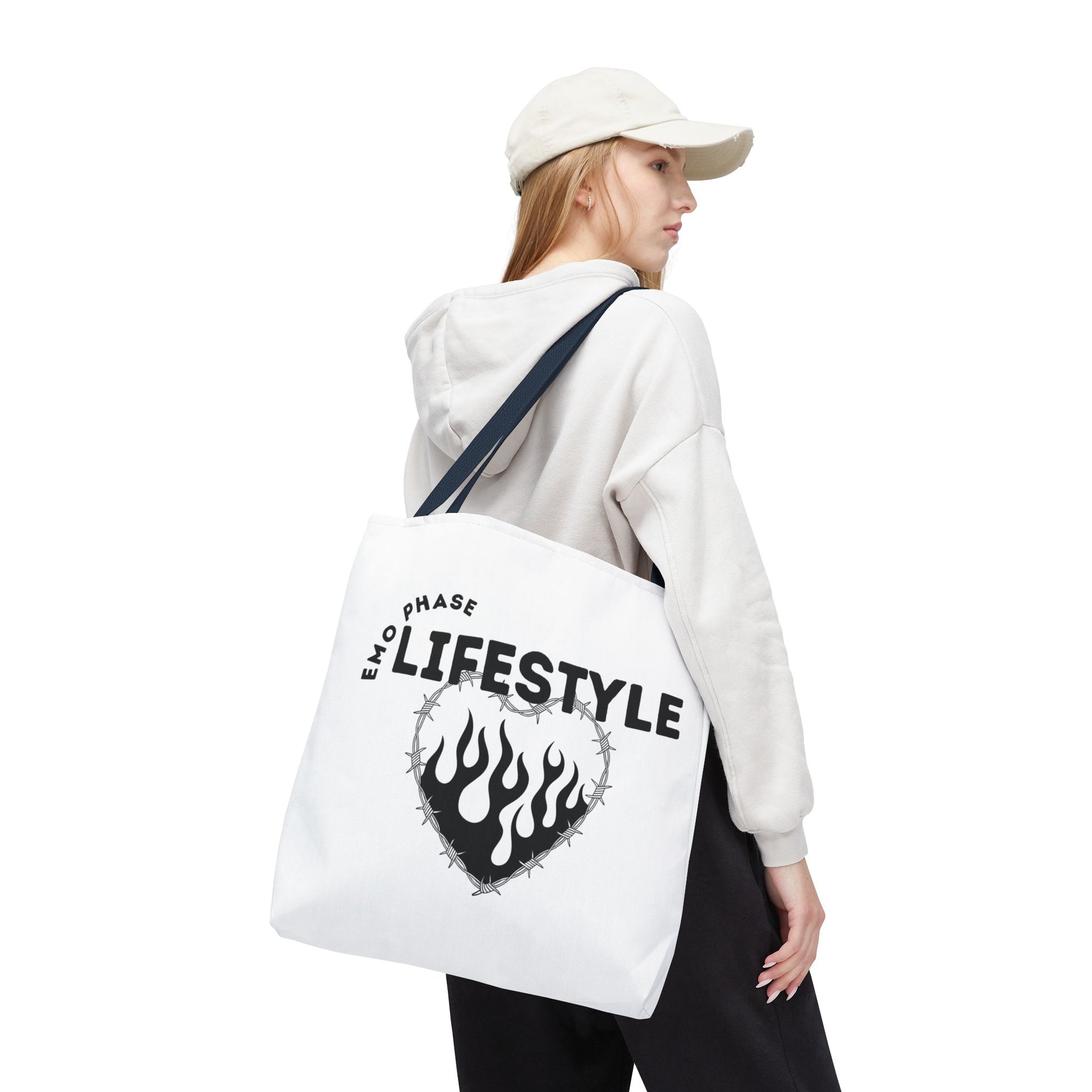 Emo Phase Lifestyle – Emotional Era Tote Bag - AOP, Fun and Stylish, Perfect for Music Lovers, Gift for Friends, Everyday Use, Beach Bag, Eco-Friendly - Mixtape Hearts