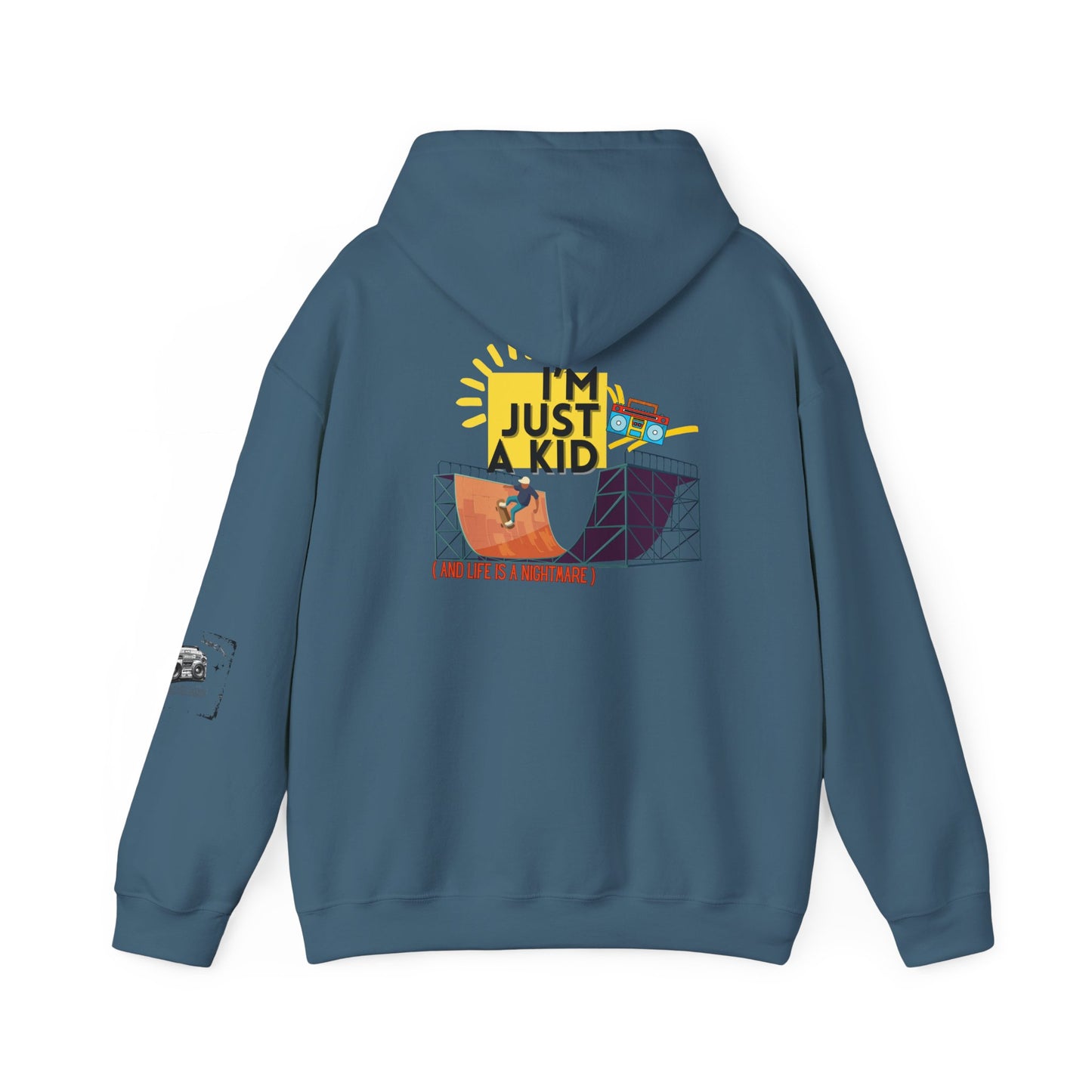 "I’m Just a Kid" Oversized Pop Punk Hoodie - Unisex Heavy Blend™ | Fun Graphic Sweatshirt, Youth Streetwear, Gifts for Boys & Girls, Birthday, Everyday Wear - Mixtape Hearts