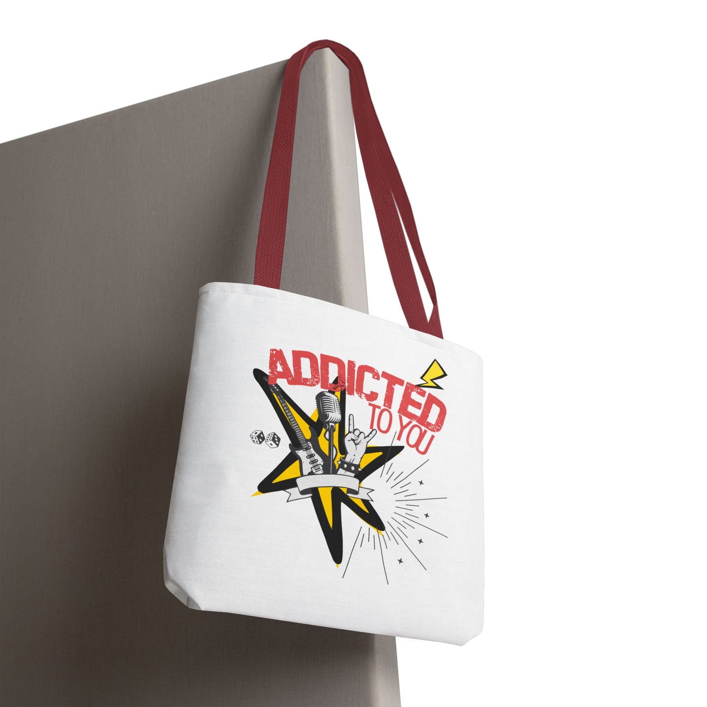 "Addicted to You" – Emotional Baggage Carry-All Tote | Pop Art Style, Gift for Music Lovers, Stylish Canvas Bag for Shopping, Fun Everyday Use, Unique [...] - Mixtape Hearts