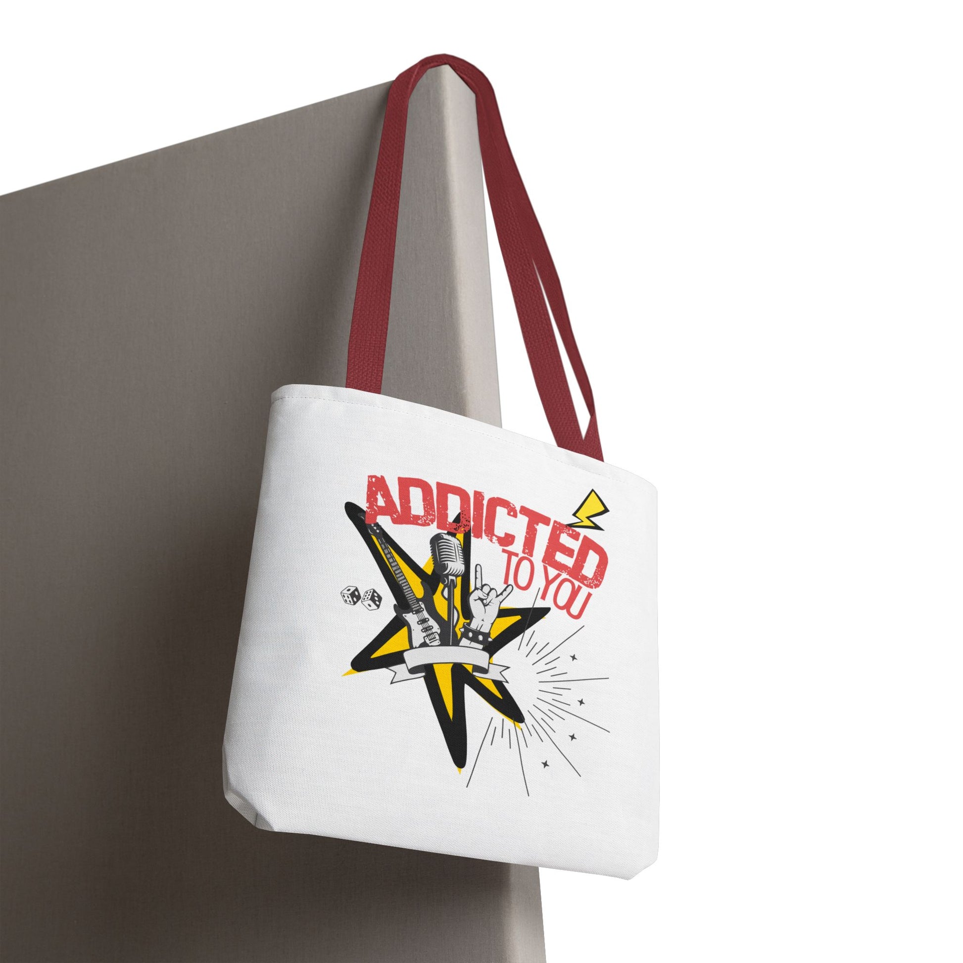 "Addicted to You" – Emotional Baggage Carry-All Tote | Pop Art Style, Gift for Music Lovers, Stylish Canvas Bag for Shopping, Fun Everyday Use, Unique [...] - Mixtape Hearts