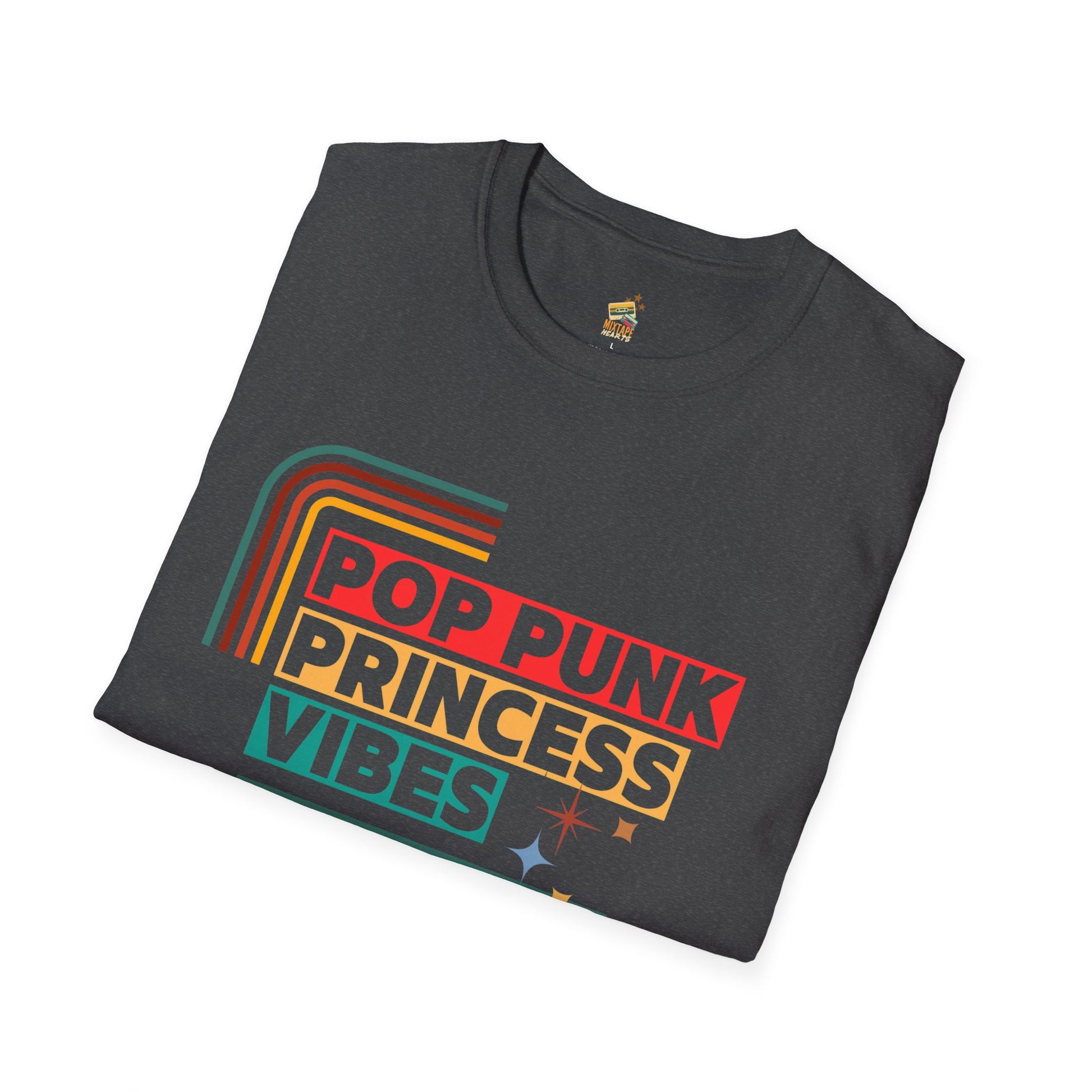 Pop Punk Princess Vibes – Graphic Tee for Alt Girls– Emotional Nostalgia T-Shirt – 90s Nostalgia Unisex Tee| Gift for Walkman Fans, Vintage Style Tee, Casual Wear, Concert Outfit, Unisex Apparel - Mixtape Hearts