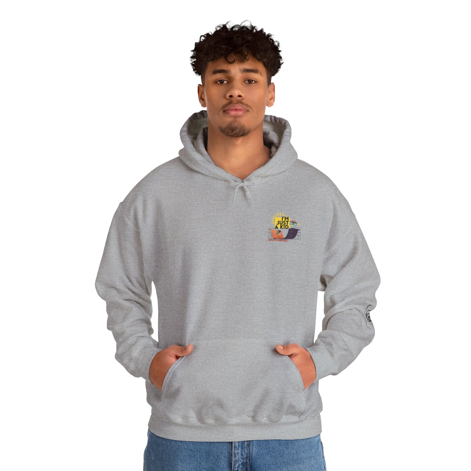 "I’m Just a Kid" Oversized Pop Punk Hoodie - Unisex Heavy Blend™ | Fun Graphic Sweatshirt, Youth Streetwear, Gifts for Boys & Girls, Birthday, Everyday Wear - Mixtape Hearts