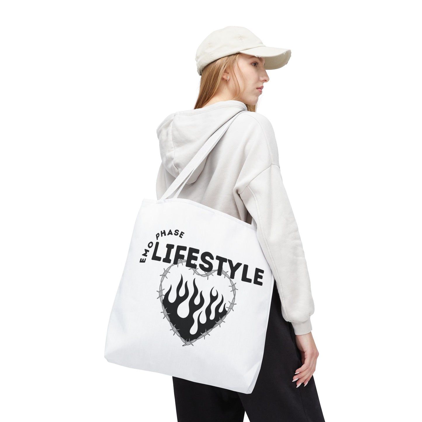 Emo Phase Lifestyle – Emotional Era Tote Bag - AOP, Fun and Stylish, Perfect for Music Lovers, Gift for Friends, Everyday Use, Beach Bag, Eco-Friendly - Mixtape Hearts