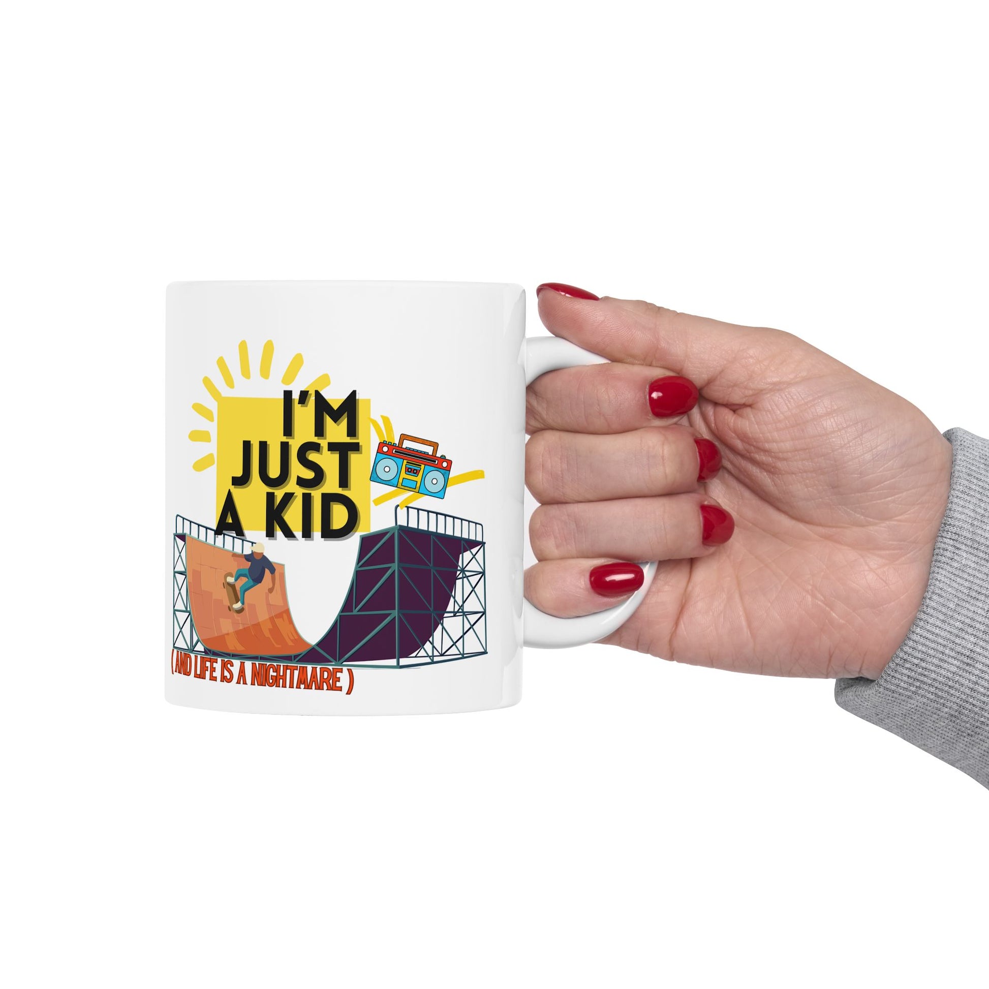 “I’m Just a Kid” Cry-While-Sipping Mug | Fun Coffee Cup for Outdoor Lovers, Perfect for Camping, Birthdays, Gifts, and Summer Fun - Mixtape Hearts