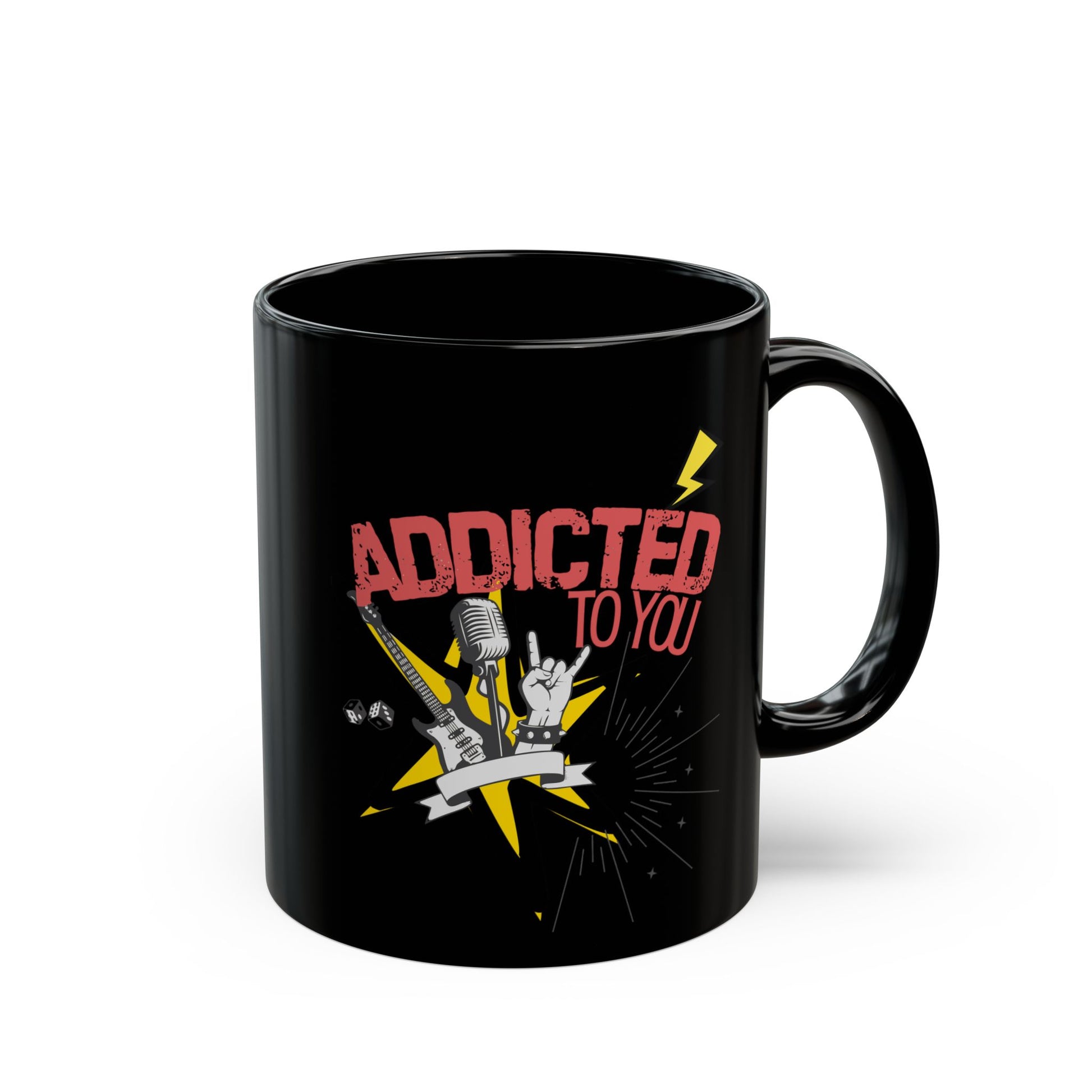 Addicted to You Black Mug - Perfect Gift for Music Lovers, Coffee Enthusiasts, Rock Music Fans, Birthday, Valentine's Day, Home Office Decor - Mixtape Hearts