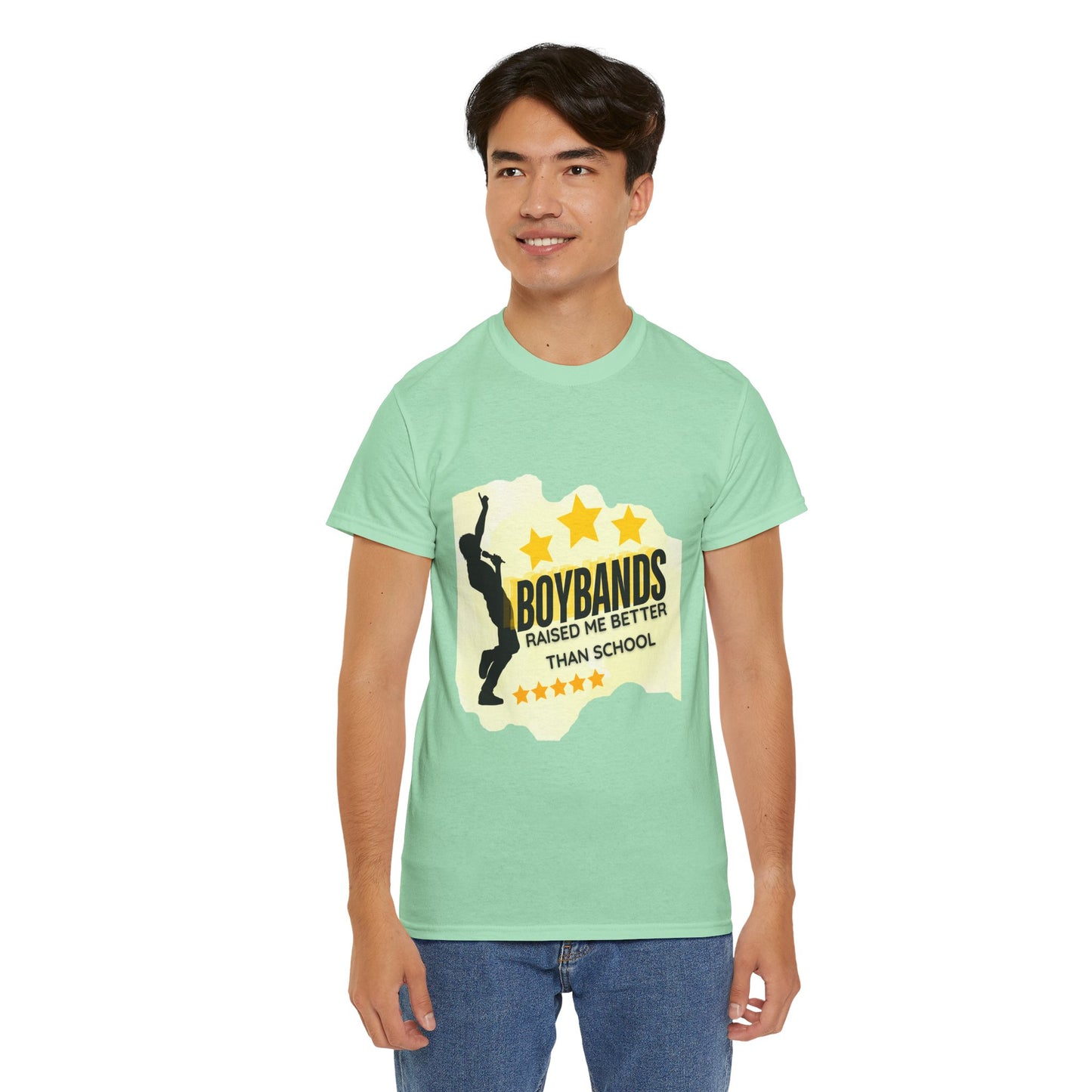 Boybands Raised Me Better Than School – Retro Fan Tee – Retro Pop Music Tee, Casual Tee, Graphic T-Shirt, Gift for Fans, Summer Wear, Everyday Comfort - Mixtape Hearts