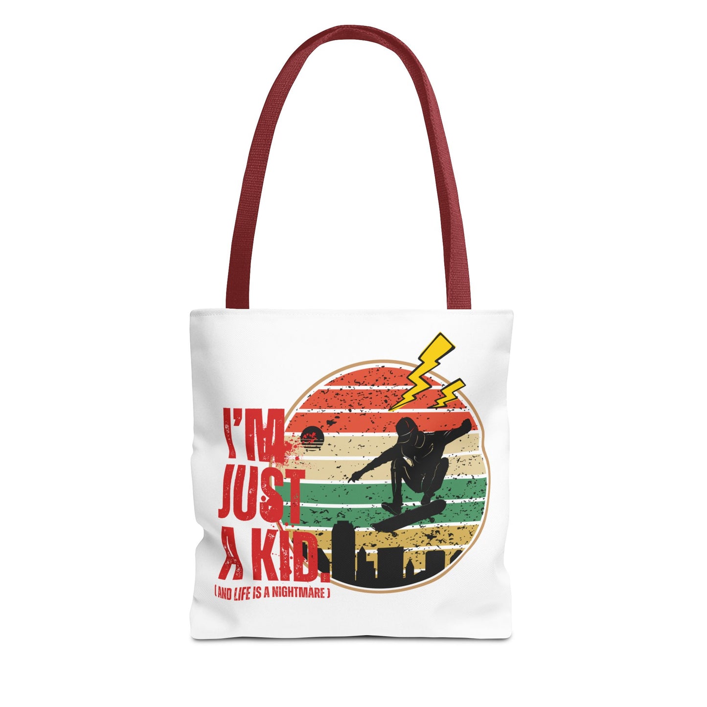 I’m Just a Kid Tote Bag – 2000s Pop Punk Aesthetic Canvas Bag for Emo Fans, Fun Eco-Friendly Bag for Kids, Perfect for School, Beach, or Everyday Adventures - Mixtape Hearts