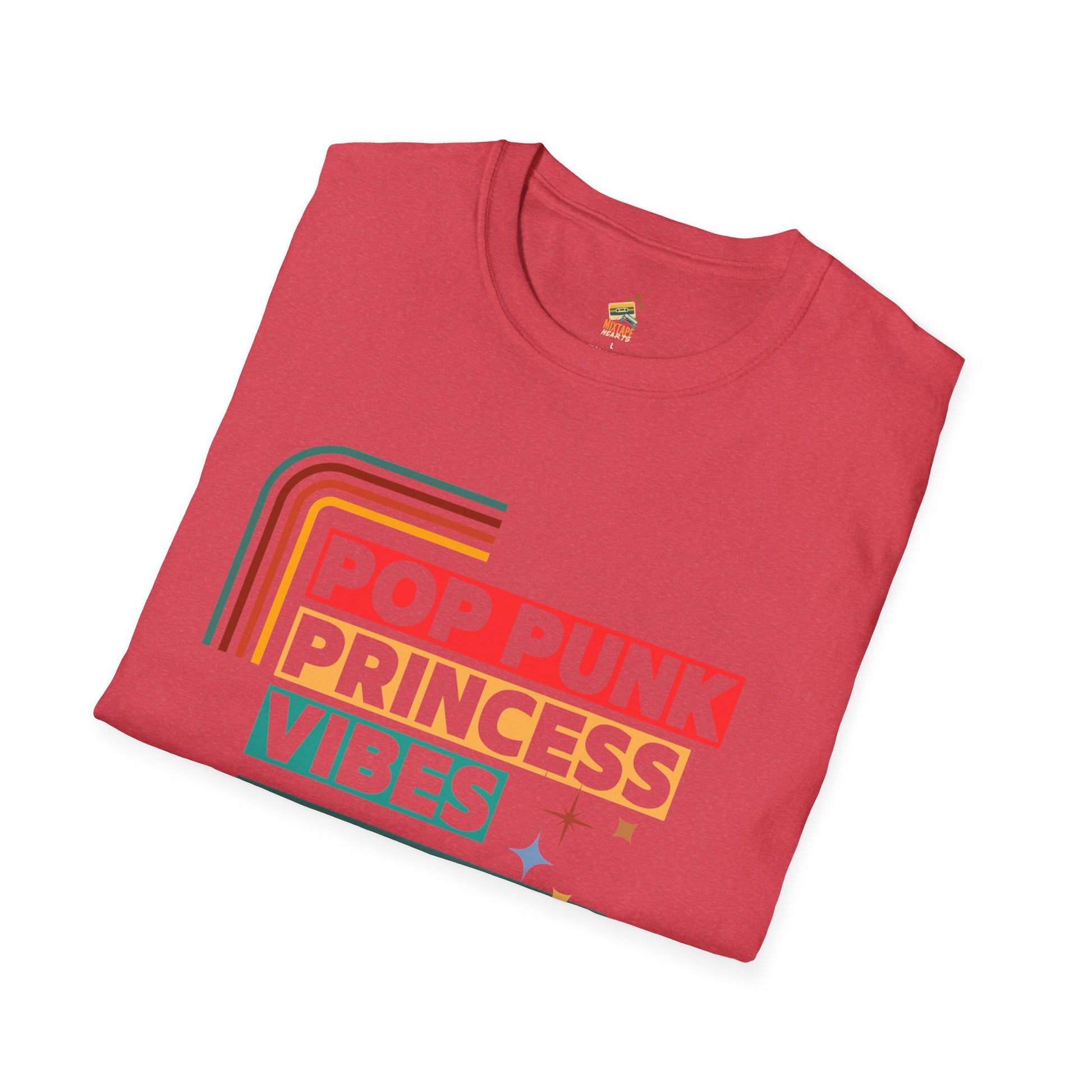 Pop Punk Princess Vibes – Graphic Tee for Alt Girls– Emotional Nostalgia T-Shirt – 90s Nostalgia Unisex Tee| Gift for Walkman Fans, Vintage Style Tee, Casual Wear, Concert Outfit, Unisex Apparel - Mixtape Hearts