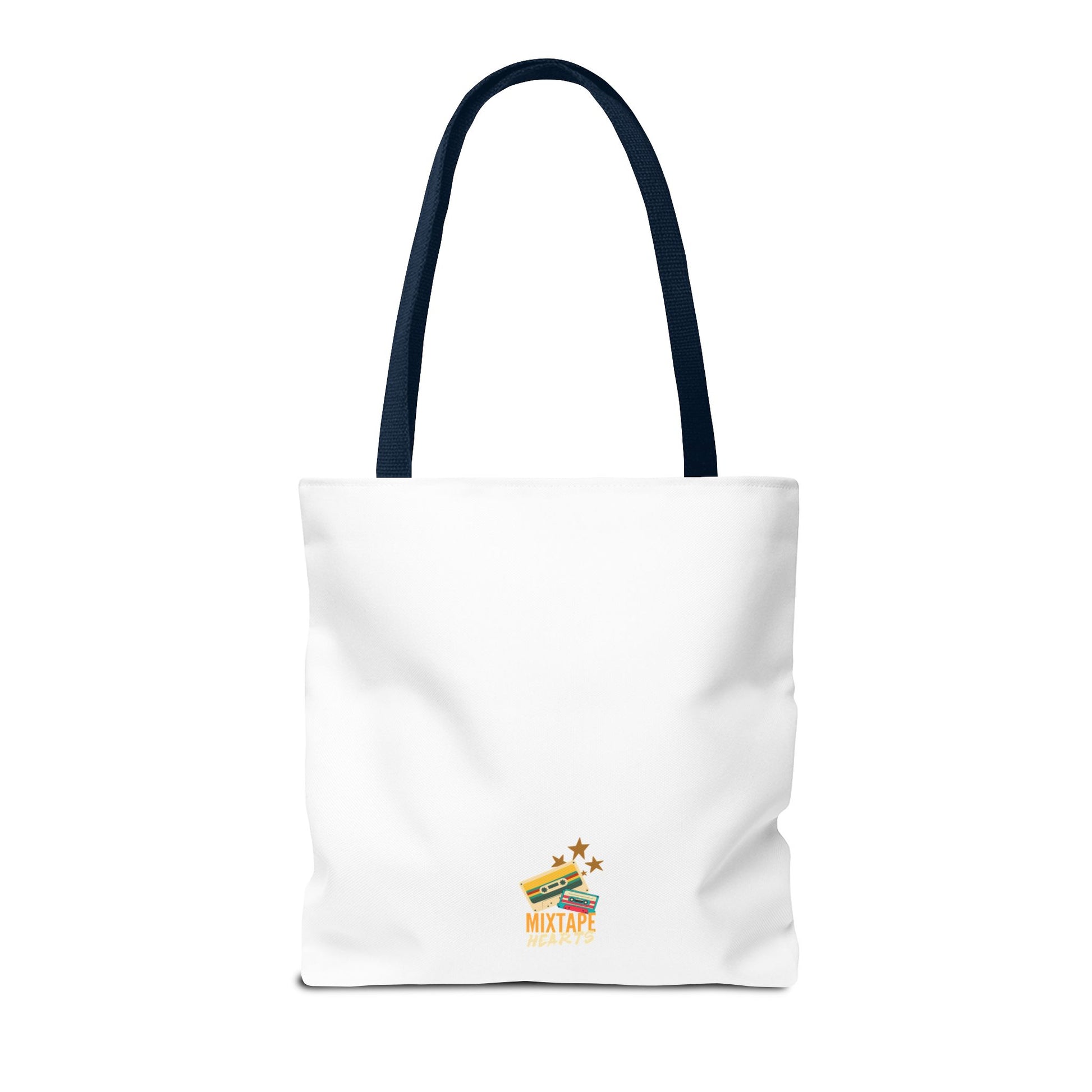 Playlist = Therapy Tote Bag – Nostalgic Music Tote, Cute Tote, Gift for Fangirls, Fan Merchandise, Artsy Bag, AOP Design - Mixtape Hearts