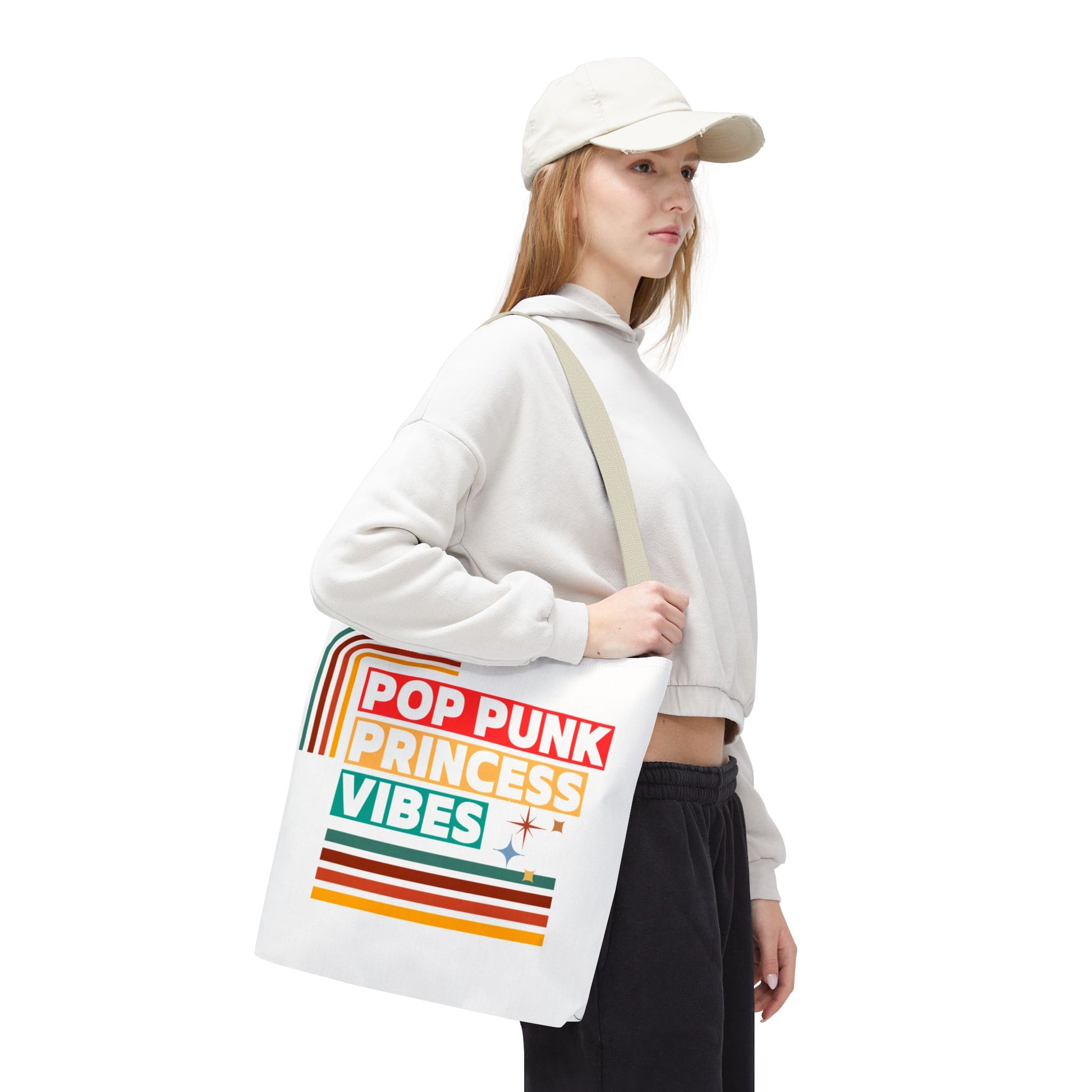 Pop Punk Princess Vibes – Loud & Cute Tote Bag– Emotional Era Tote Bag - AOP, Fun and Stylish, Perfect for Music Lovers, Gift for Friends, Everyday Use, Beach Bag, Eco-Friendly - Mixtape Hearts
