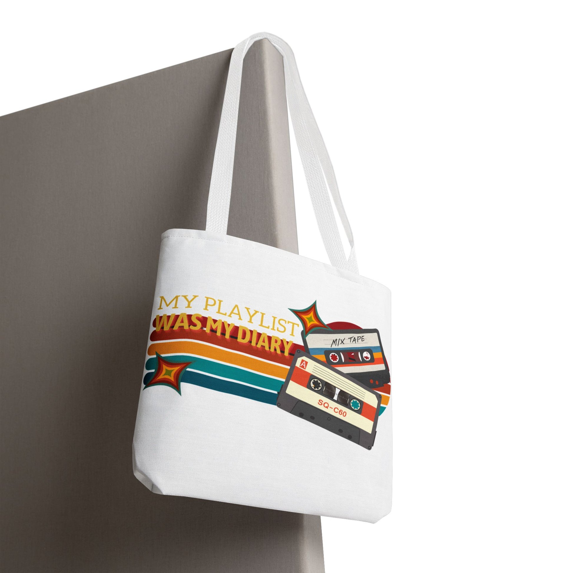 My Playlist Was My Diary – Emotional Era Tote Bag - AOP, Fun and Stylish, Perfect for Music Lovers, Gift for Friends, Everyday Use, Beach Bag, Eco-Friendly - Mixtape Hearts