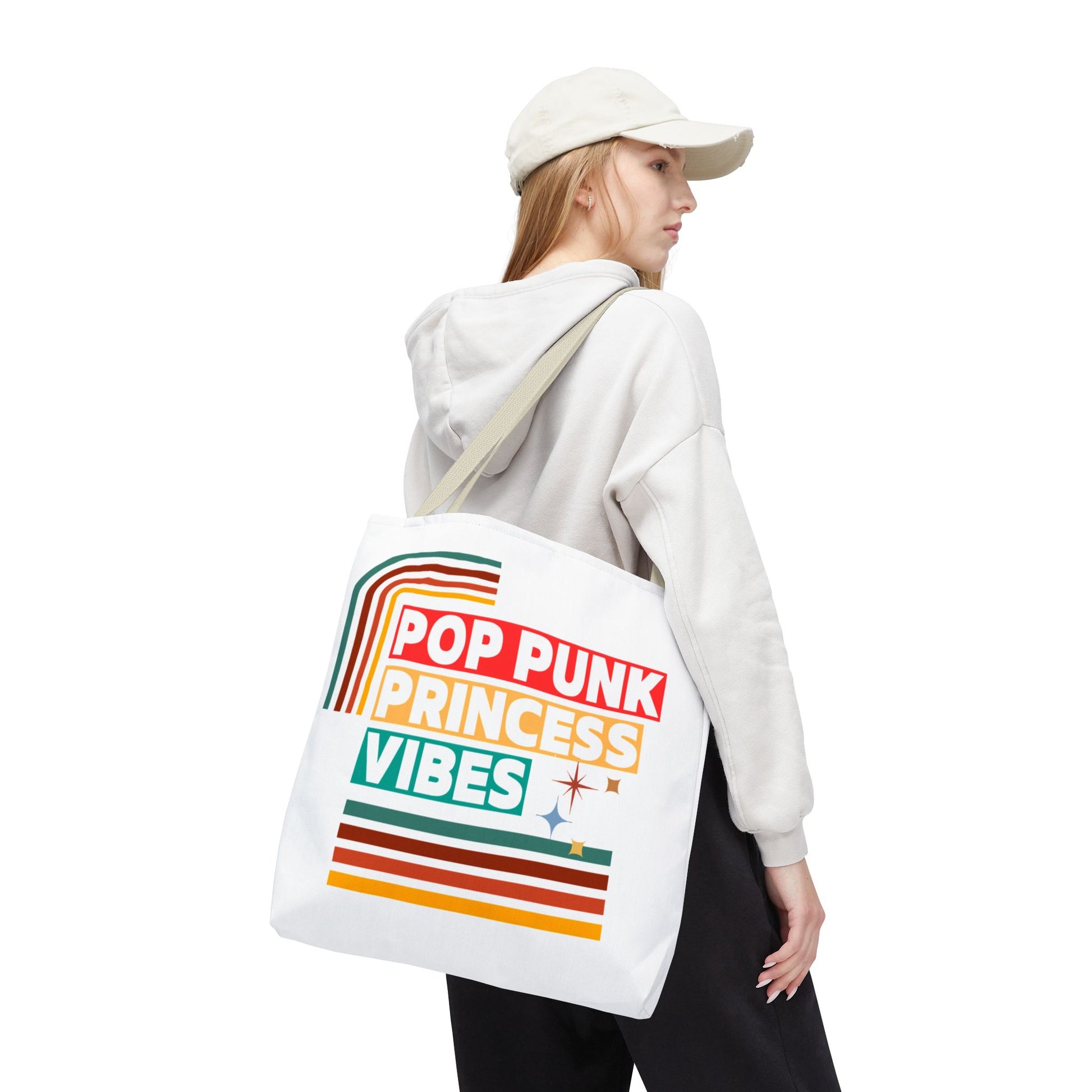 Pop Punk Princess Vibes – Loud & Cute Tote Bag– Emotional Era Tote Bag - AOP, Fun and Stylish, Perfect for Music Lovers, Gift for Friends, Everyday Use, Beach Bag, Eco-Friendly - Mixtape Hearts
