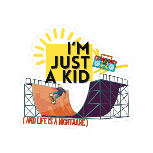 "I’m Just a Kid" Pop Punk Kiss-Cut Sticker - Nostalgic Vibes for Fun Decor, Perfect for Kids, Teens, and Parents, Great for Birthdays, Parties, or School! - Mixtape Hearts