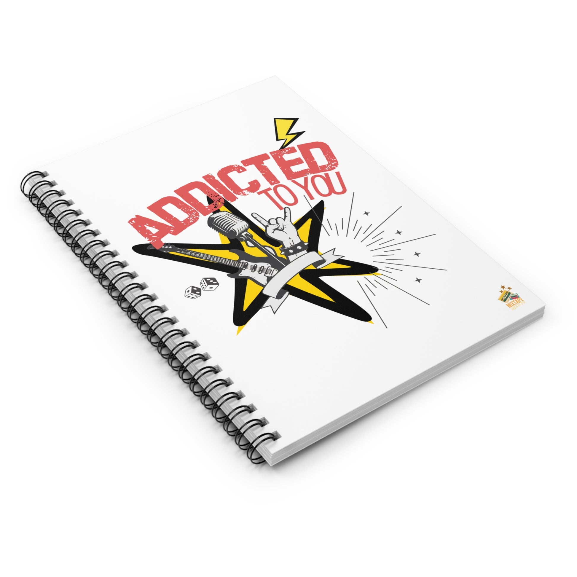 "Addicted to You" – Heartfelt Chaos Journal - Rock Music Journal, Gift for Musicians, School Supplies, Personalized Stationery, Music Lover's Diary - Mixtape Hearts