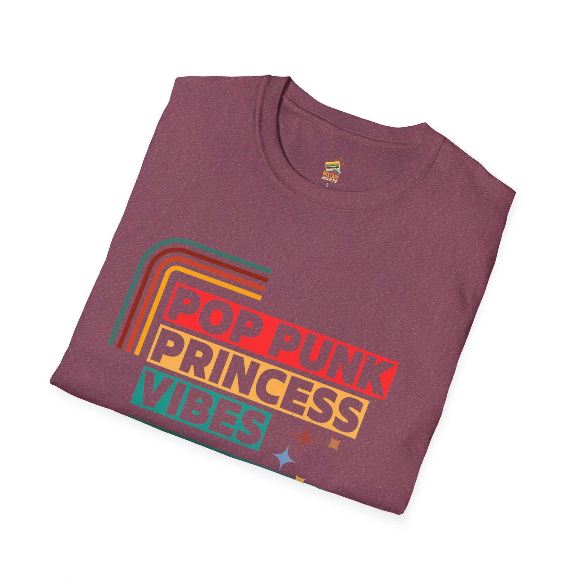 Pop Punk Princess Vibes – Graphic Tee for Alt Girls– Emotional Nostalgia T-Shirt – 90s Nostalgia Unisex Tee| Gift for Walkman Fans, Vintage Style Tee, Casual Wear, Concert Outfit, Unisex Apparel - Mixtape Hearts