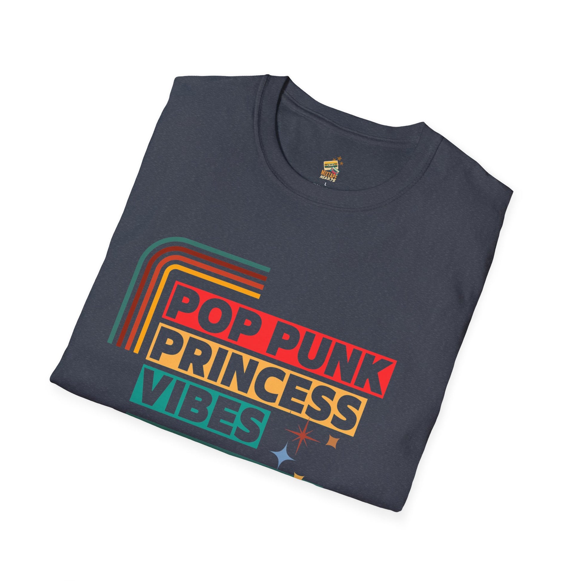 Pop Punk Princess Vibes – Graphic Tee for Alt Girls– Emotional Nostalgia T-Shirt – 90s Nostalgia Unisex Tee| Gift for Walkman Fans, Vintage Style Tee, Casual Wear, Concert Outfit, Unisex Apparel - Mixtape Hearts