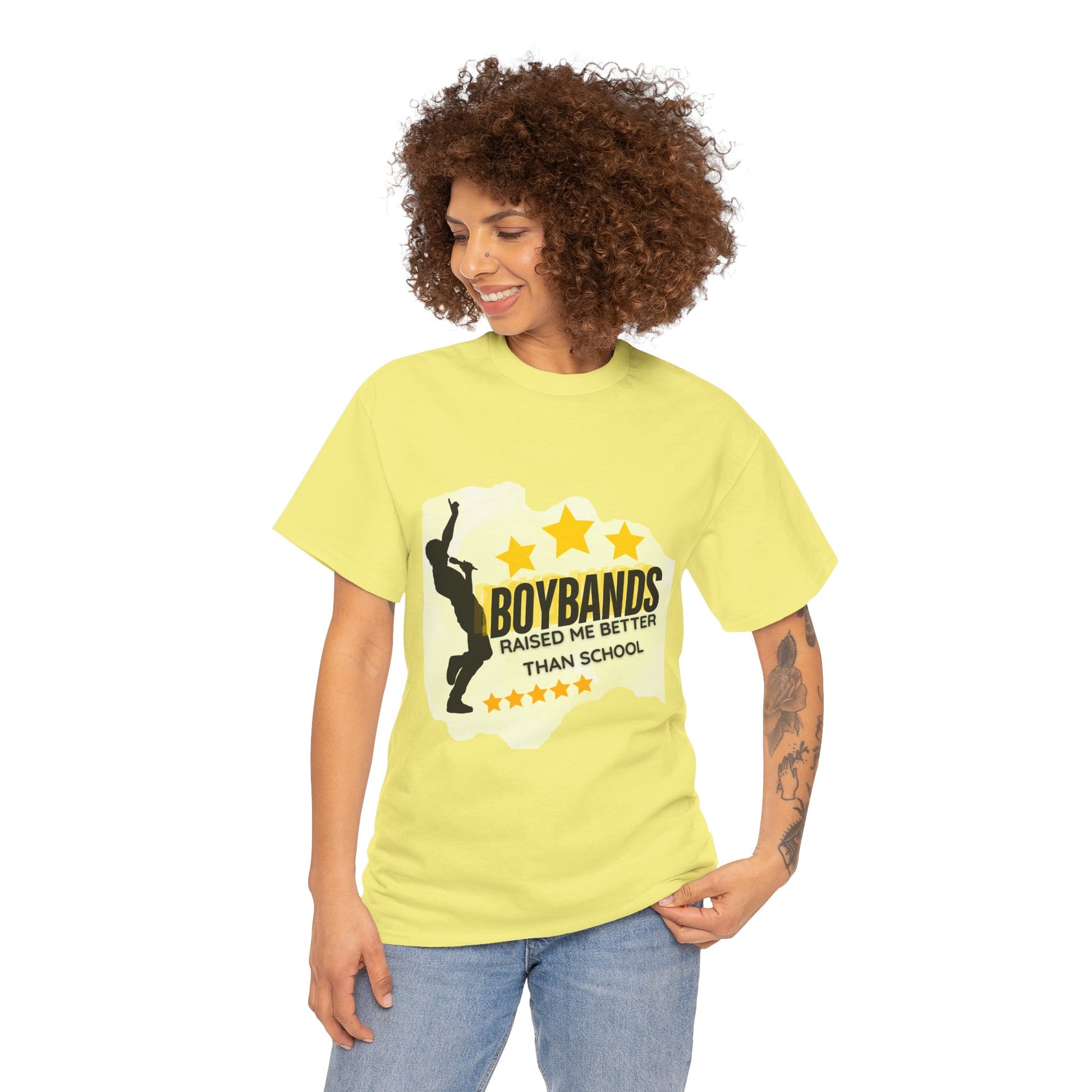 Boybands Raised Me Better Than School – Retro Fan Tee – Retro Pop Music Tee, Casual Tee, Graphic T-Shirt, Gift for Fans, Summer Wear, Everyday Comfort - Mixtape Hearts