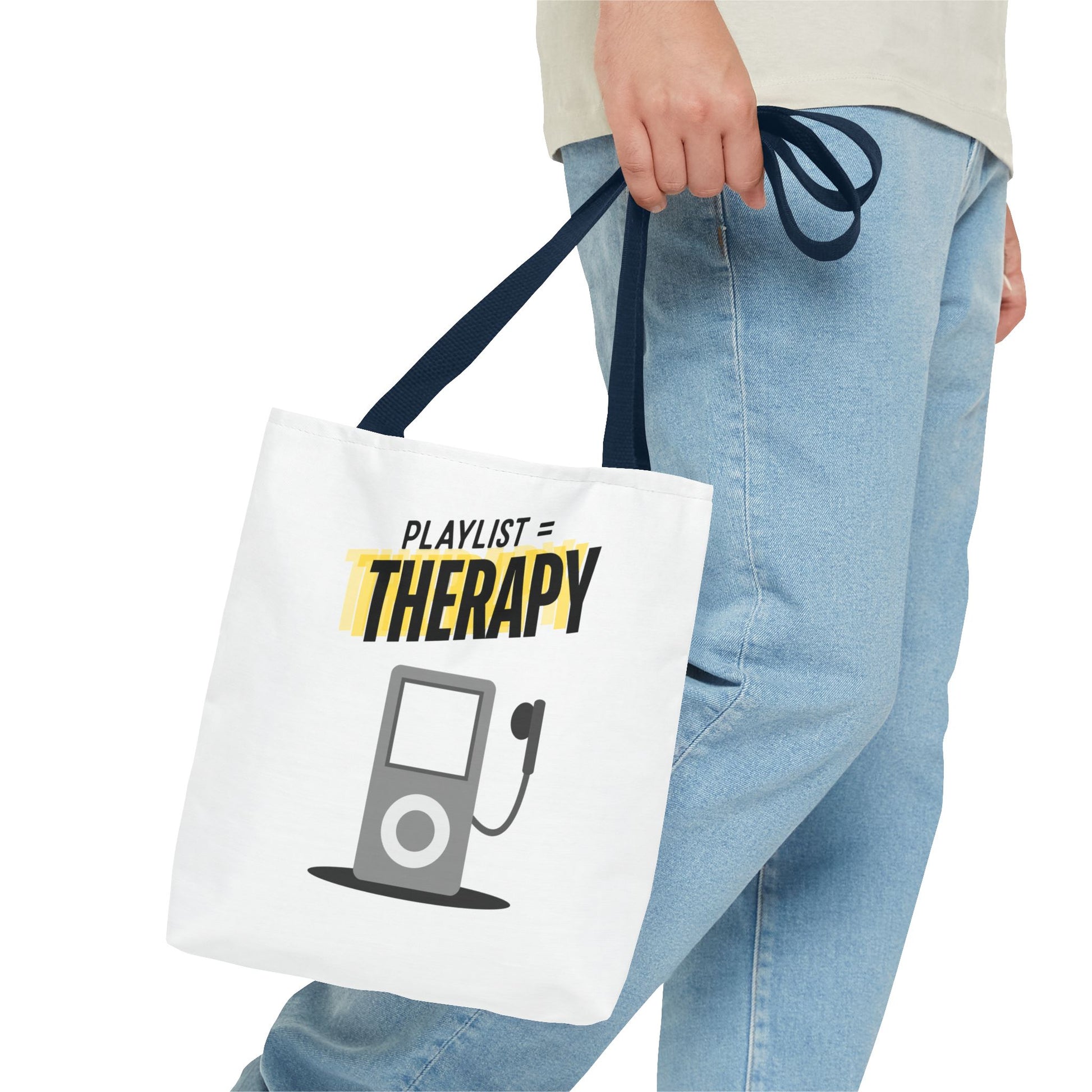 Playlist = Therapy Tote Bag – Nostalgic Music Tote, Cute Tote, Gift for Fangirls, Fan Merchandise, Artsy Bag, AOP Design - Mixtape Hearts