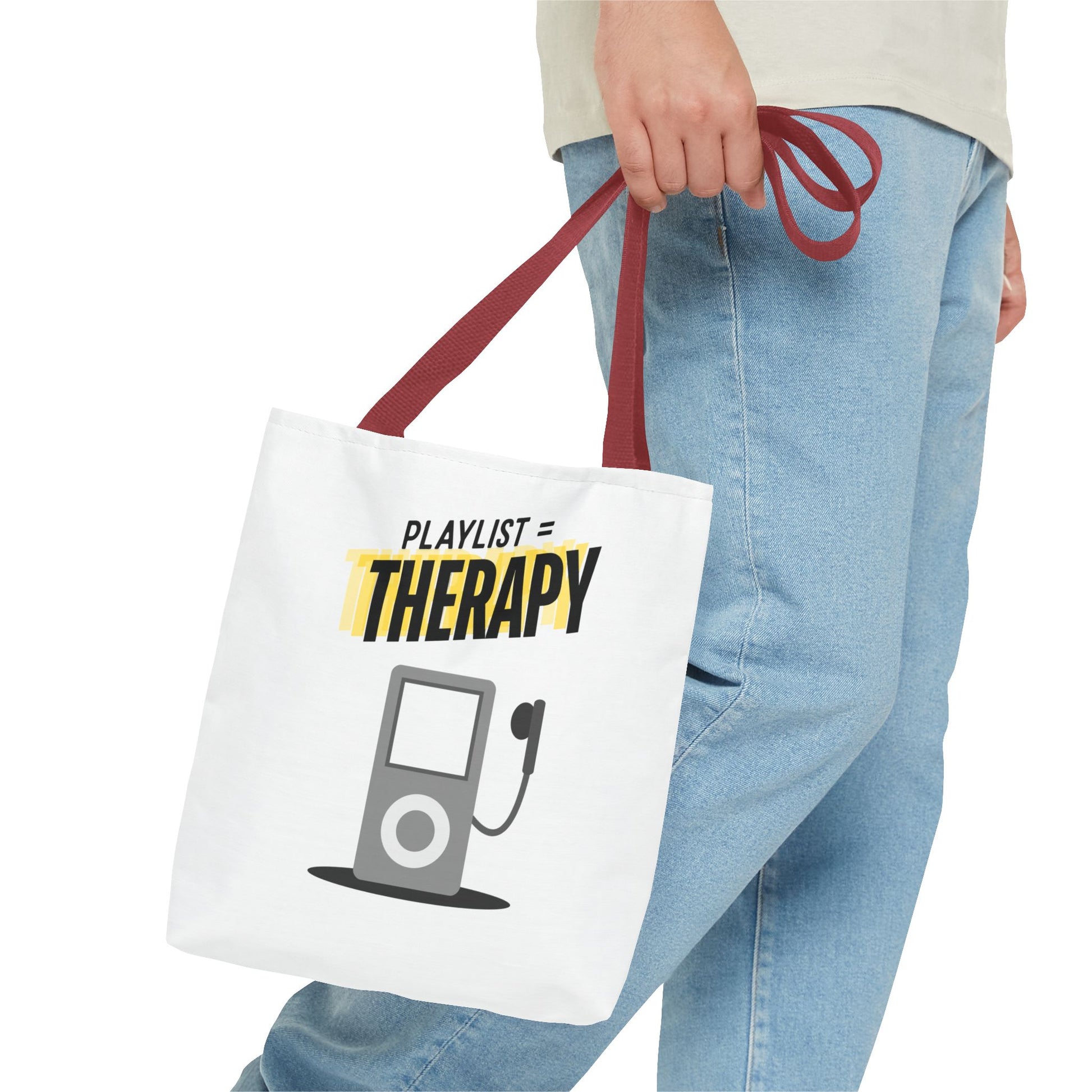 Playlist = Therapy Tote Bag – Nostalgic Music Tote, Cute Tote, Gift for Fangirls, Fan Merchandise, Artsy Bag, AOP Design - Mixtape Hearts