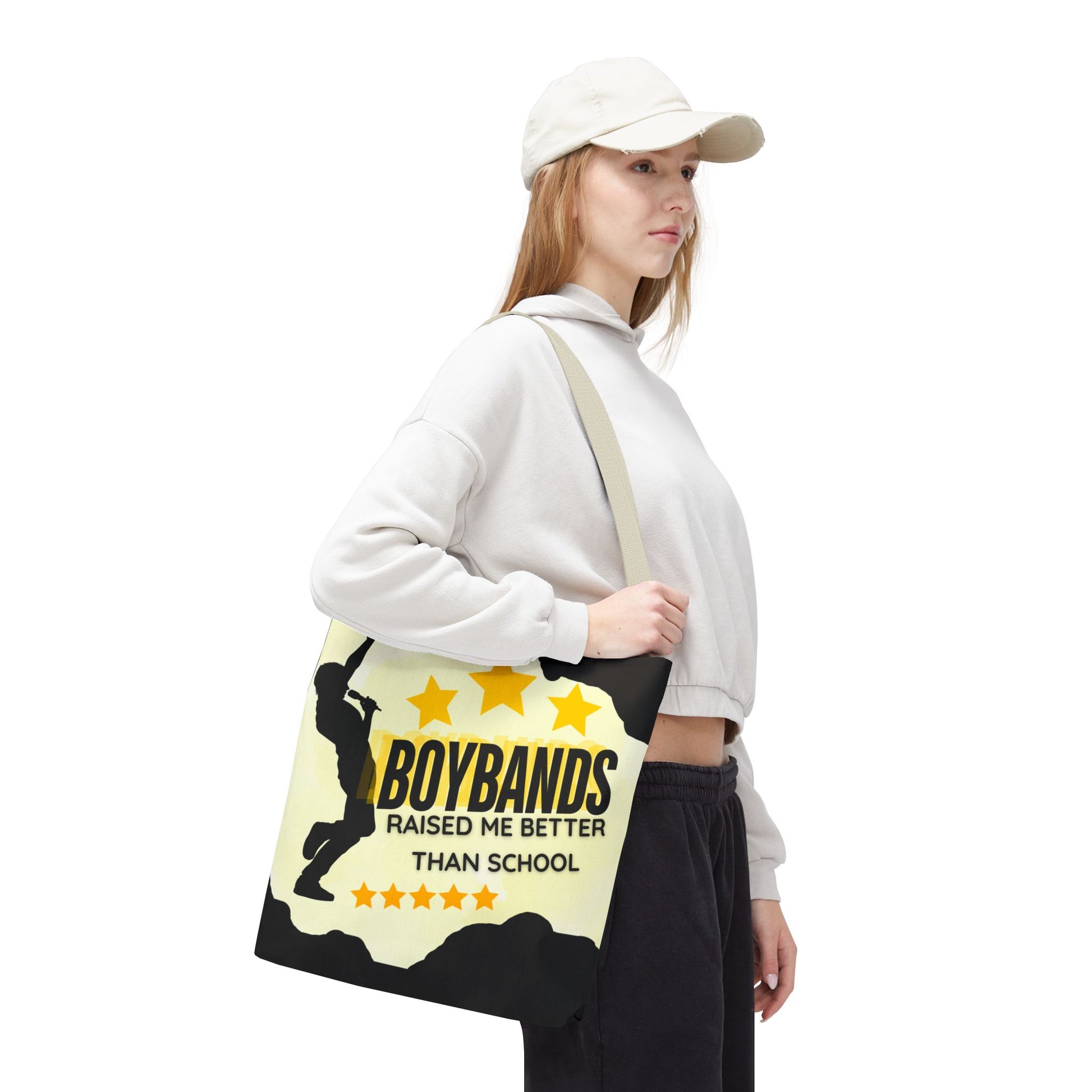 Boybands Raised Me Better Than School – Retro Music Tote – Pop Music Tote Bag – Nostalgic Music Tote - Mixtape Hearts