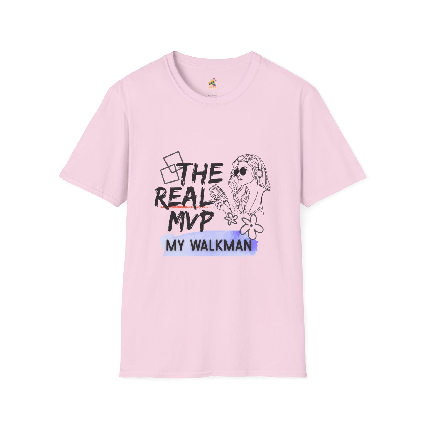 The Real MVP: My Walkman – 90s Nostalgia Unisex Tee| Gift for Walkman Fans, Vintage Style Tee, Casual Wear, Concert Outfit, Unisex Apparel - Mixtape Hearts