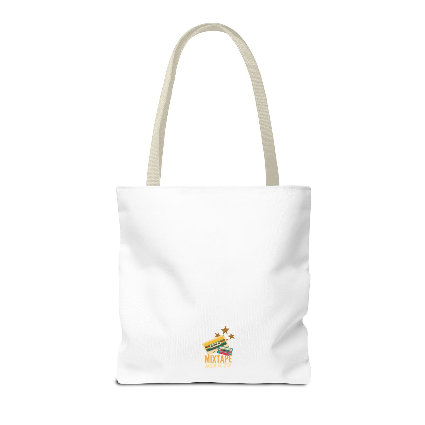 Raised on Boybands & Burnt CDs Tote Bag – Nostalgic Music Tote, Cute Tote, Gift for Fangirls, Fan Merchandise, Artsy Bag, AOP Design - Mixtape Hearts