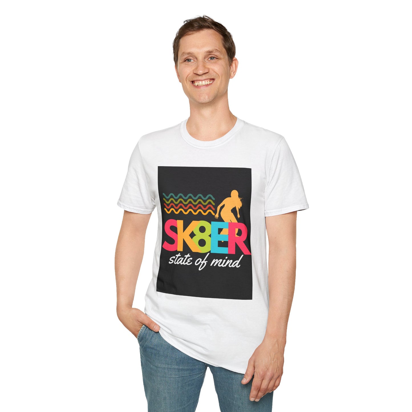 Sk8er State of Mind – Skater Girl Graphic Tee – Graphic Tee for Alt Girls– Emotional Nostalgia T-Shirt – 90s Nostalgia Unisex Tee| Gift for Walkman Fans, Vintage Style Tee, Casual Wear, Concert Outfit, Unisex Apparel