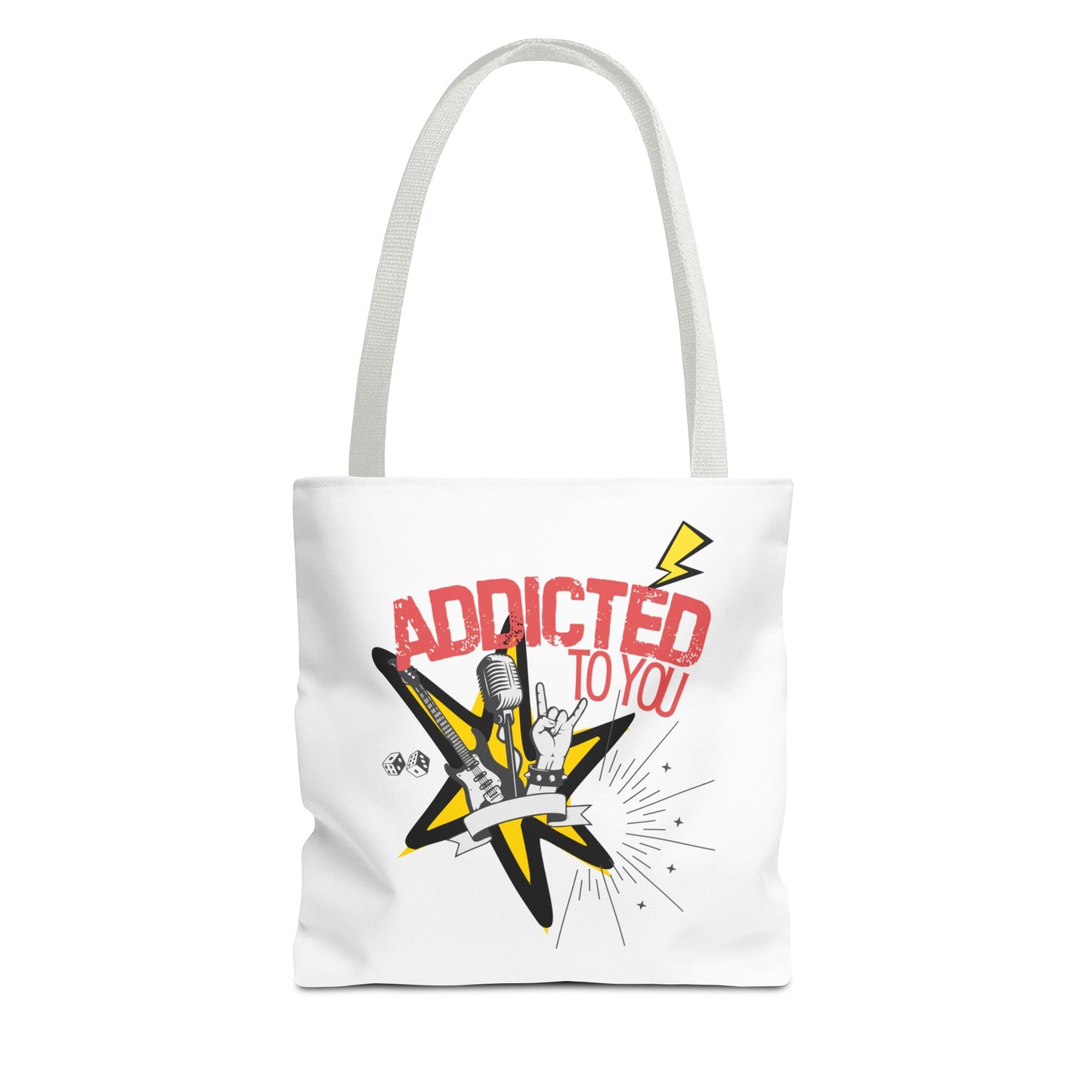 "Addicted to You" – Emotional Baggage Carry-All Tote | Pop Art Style, Gift for Music Lovers, Stylish Canvas Bag for Shopping, Fun Everyday Use, Unique [...] - Mixtape Hearts