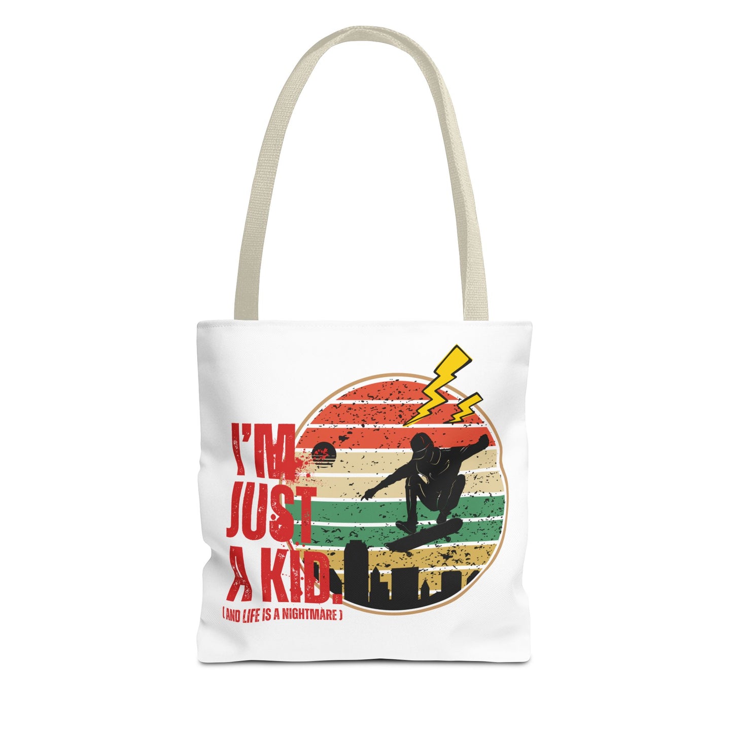 I’m Just a Kid Tote Bag – 2000s Pop Punk Aesthetic Canvas Bag for Emo Fans, Fun Eco-Friendly Bag for Kids, Perfect for School, Beach, or Everyday Adventures - Mixtape Hearts