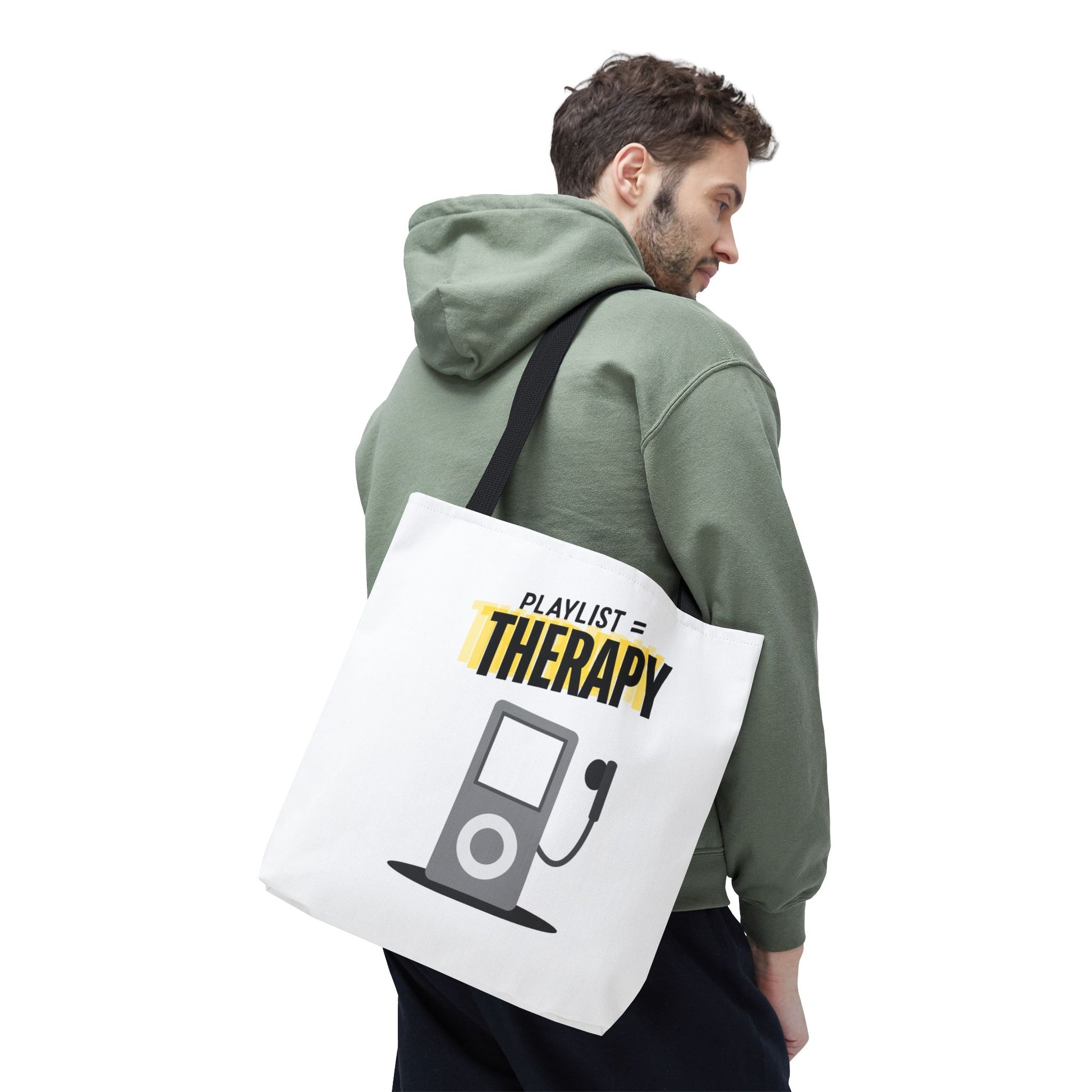 Playlist = Therapy Tote Bag – Nostalgic Music Tote, Cute Tote, Gift for Fangirls, Fan Merchandise, Artsy Bag, AOP Design - Mixtape Hearts