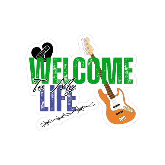 "Welcome to My Life" Pop Punk Kiss-Cut Sticker - Nostalgic Vibes for Fun Decor, Perfect for Kids, Teens, and Parents, Great for Birthdays, Parties, or School! - Mixtape Hearts