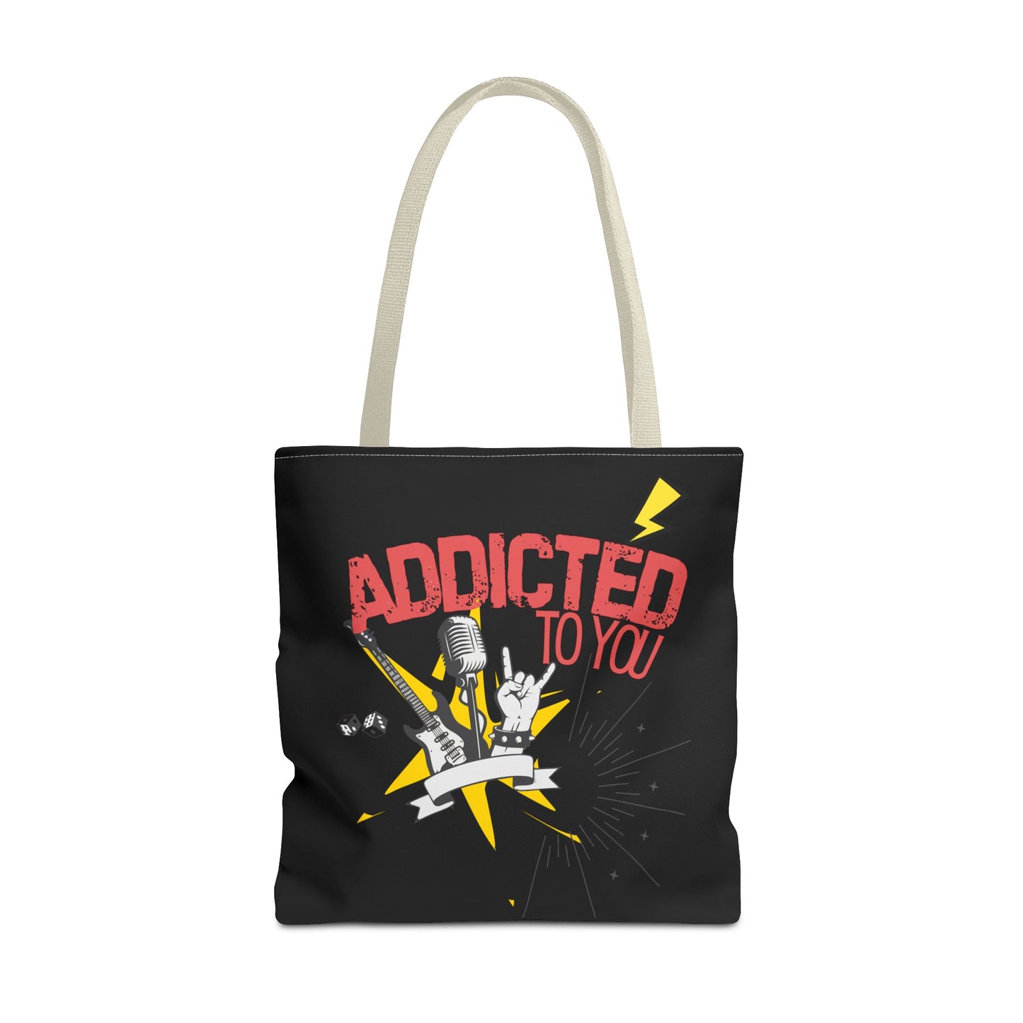 "Addicted to You" – Emotional Baggage Carry-All Tote, Music Lover Gift, Rock & Roll Style, Concert Tote, Gift for Him/Her, Festival Essentials - Mixtape Hearts