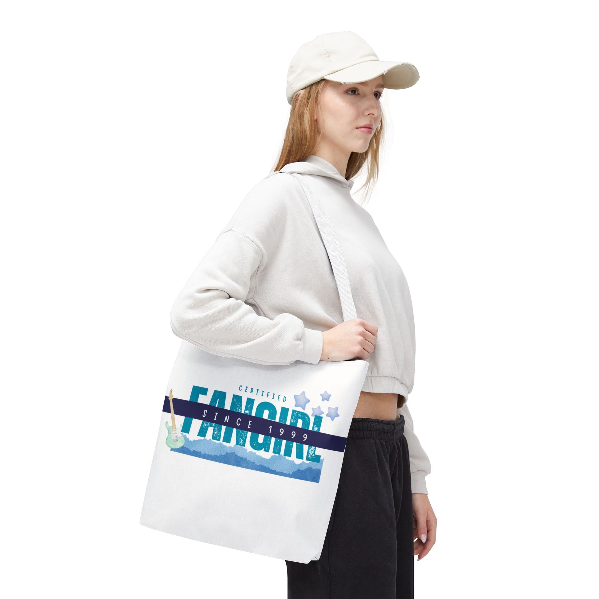 Certified Fangirl Since 1999 – Nostalgic Music Tote, Cute Tote, Gift for Fangirls, Fan Merchandise, Artsy Bag, AOP Design - Mixtape Hearts