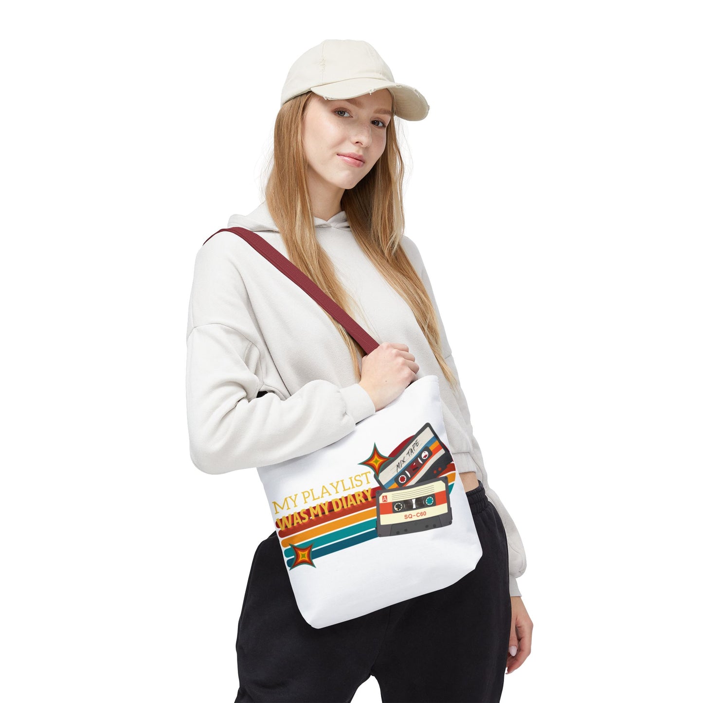 My Playlist Was My Diary – Emotional Era Tote Bag - AOP, Fun and Stylish, Perfect for Music Lovers, Gift for Friends, Everyday Use, Beach Bag, Eco-Friendly - Mixtape Hearts