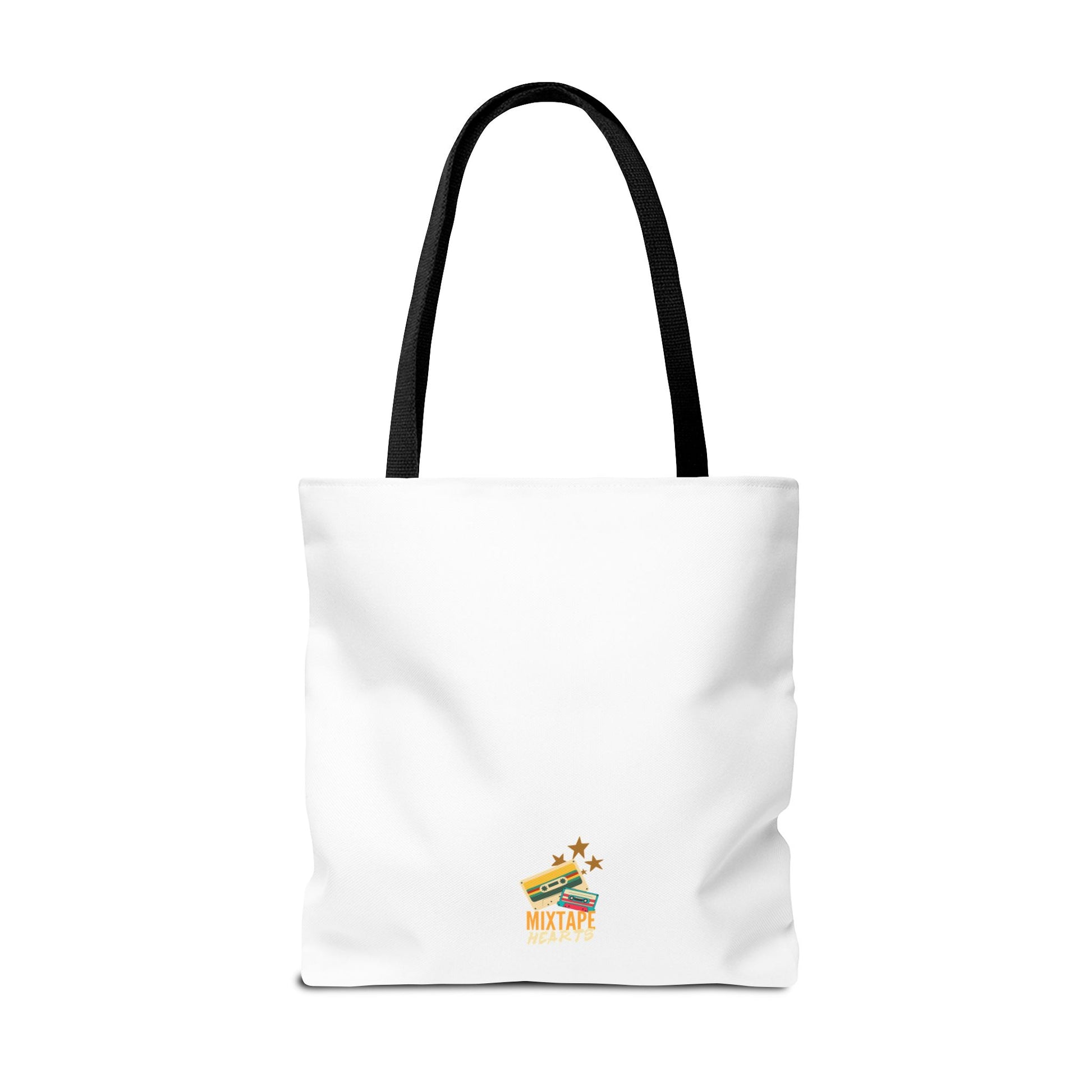 Playlist = Therapy Tote Bag – Nostalgic Music Tote, Cute Tote, Gift for Fangirls, Fan Merchandise, Artsy Bag, AOP Design - Mixtape Hearts
