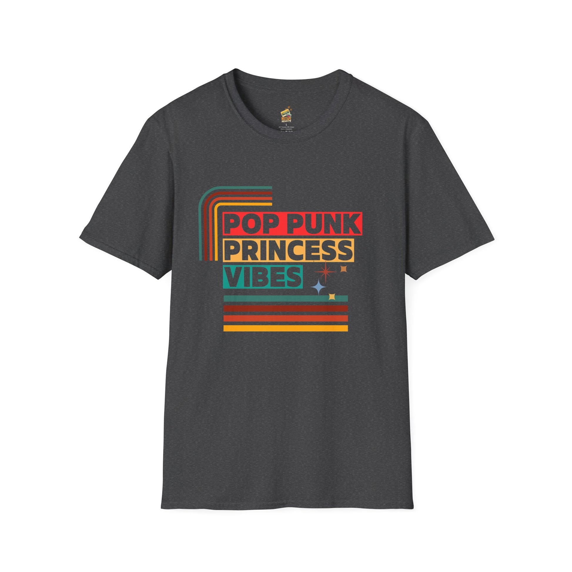 Pop Punk Princess Vibes – Graphic Tee for Alt Girls– Emotional Nostalgia T-Shirt – 90s Nostalgia Unisex Tee| Gift for Walkman Fans, Vintage Style Tee, Casual Wear, Concert Outfit, Unisex Apparel - Mixtape Hearts