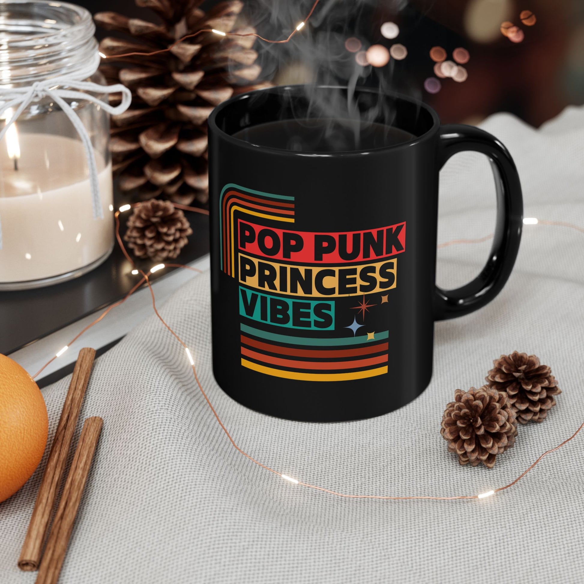 Pop Punk Princess Vibes – Y2K Scene Girl Mug– Retro Music Lover Mug- Perfect Gift for Music Lovers, Coffee Enthusiasts, Rock Music Fans, Birthday, Valentine's Day, Home Office Decor - Mixtape Hearts