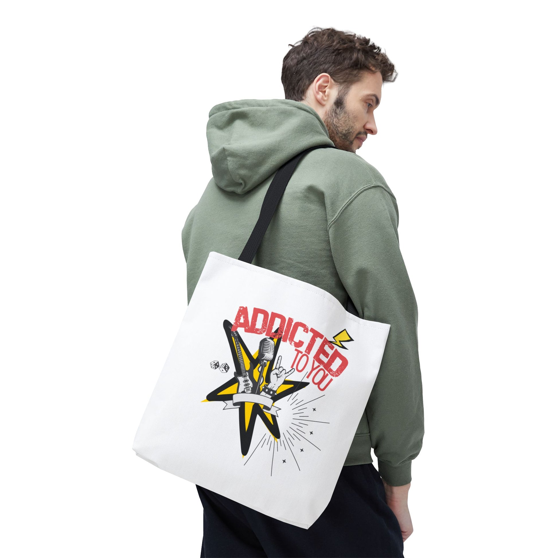 "Addicted to You" – Emotional Baggage Carry-All Tote | Pop Art Style, Gift for Music Lovers, Stylish Canvas Bag for Shopping, Fun Everyday Use, Unique [...] - Mixtape Hearts