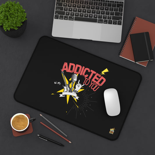 "Addicted to You" – Desktop Drama Mat| Music Lover Gift | Home Office Decor | Gamer's Desk Accessories | Music Theme - Mixtape Hearts
