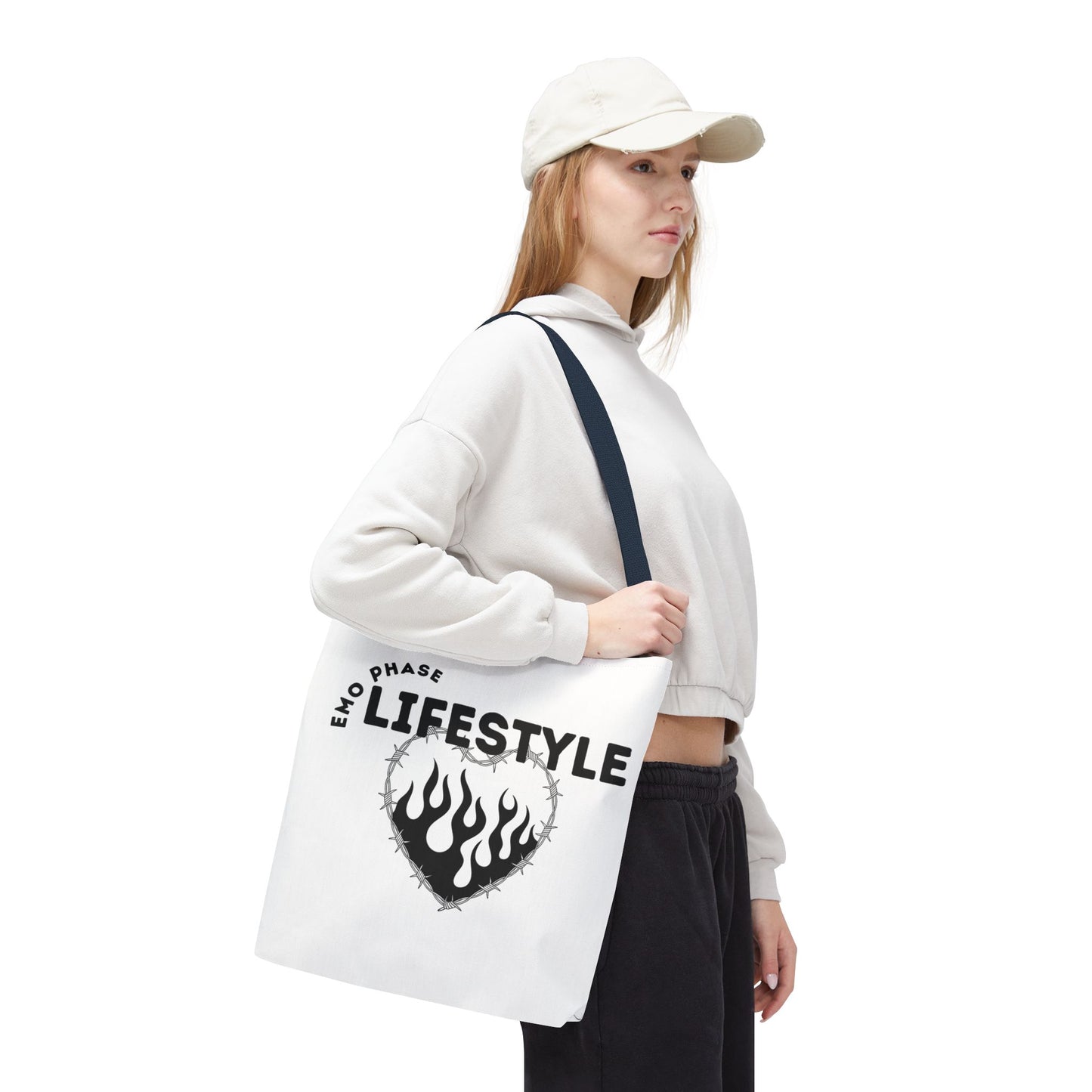 Emo Phase Lifestyle – Emotional Era Tote Bag - AOP, Fun and Stylish, Perfect for Music Lovers, Gift for Friends, Everyday Use, Beach Bag, Eco-Friendly - Mixtape Hearts
