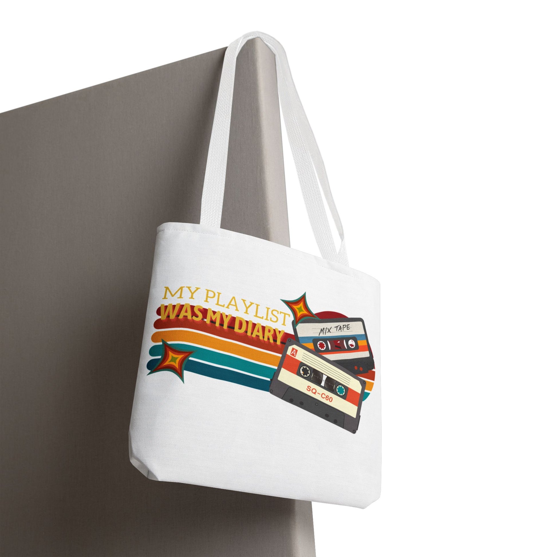 My Playlist Was My Diary – Emotional Era Tote Bag - AOP, Fun and Stylish, Perfect for Music Lovers, Gift for Friends, Everyday Use, Beach Bag, Eco-Friendly - Mixtape Hearts